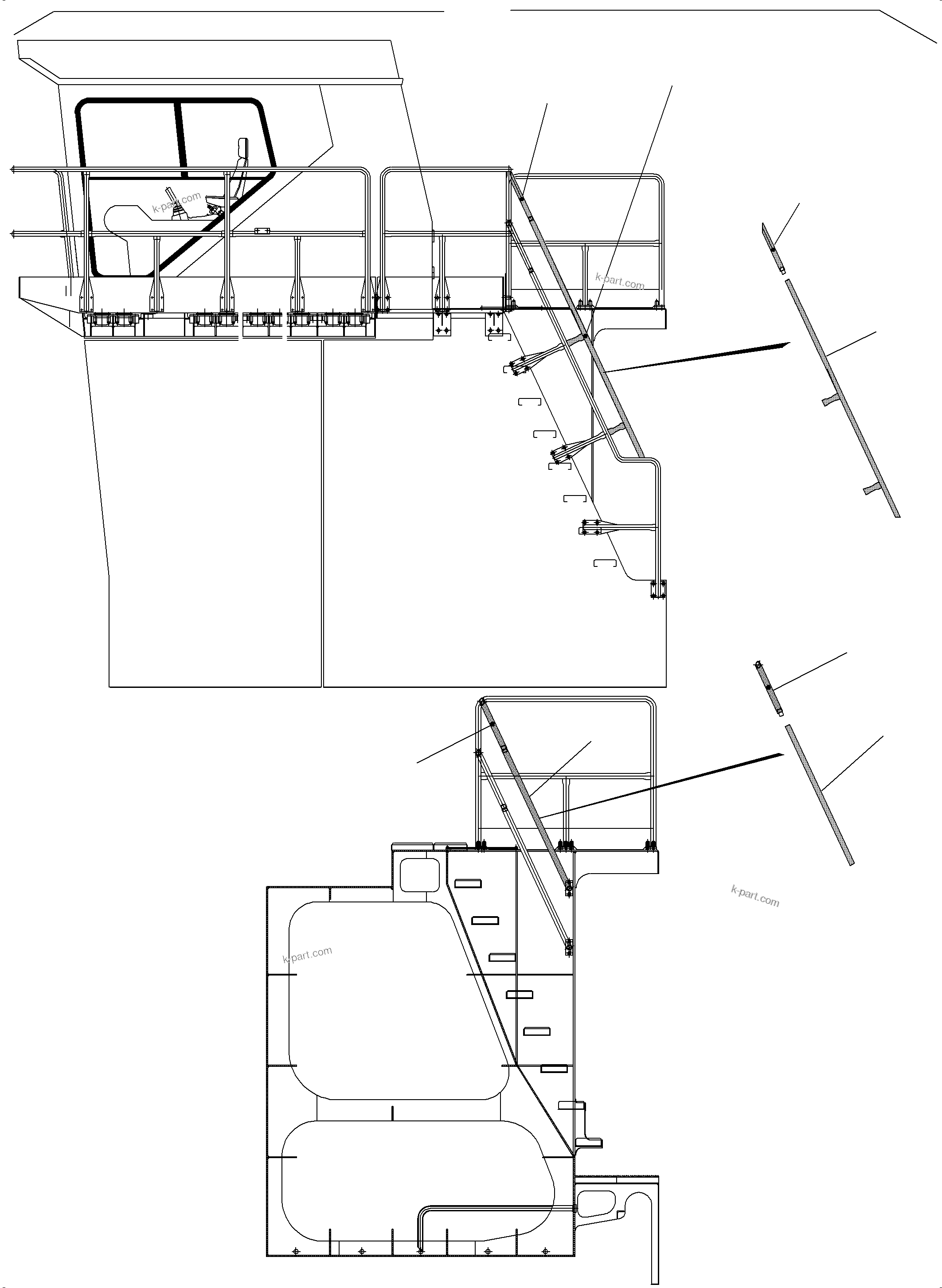 Komatsu parts book diagram for PC5500-6 S/N 15056: MODIFICATION HAND RAIL