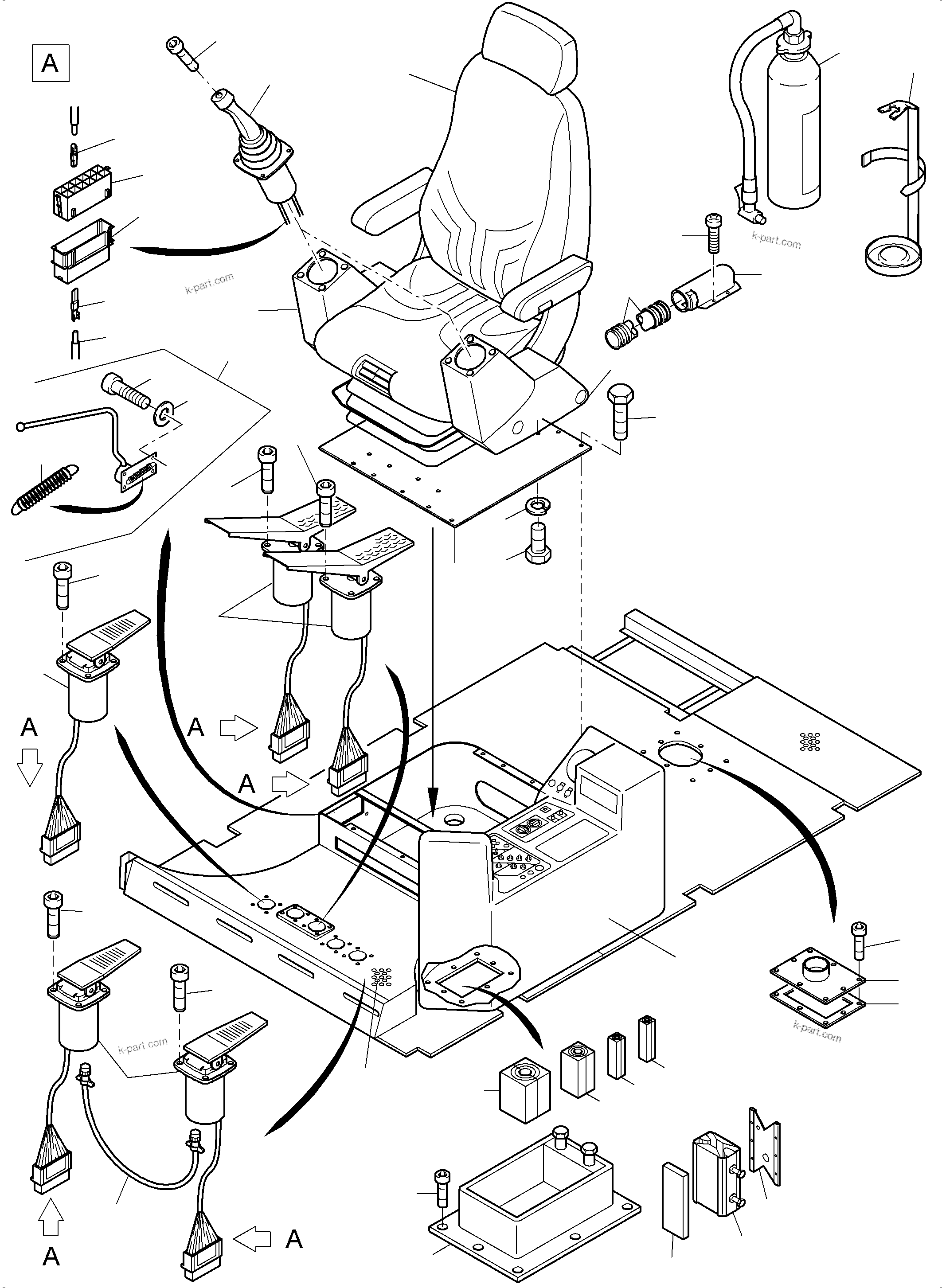 Komatsu parts book diagram for PC5500-6 S/N 15056: OPERATOR'S STAND