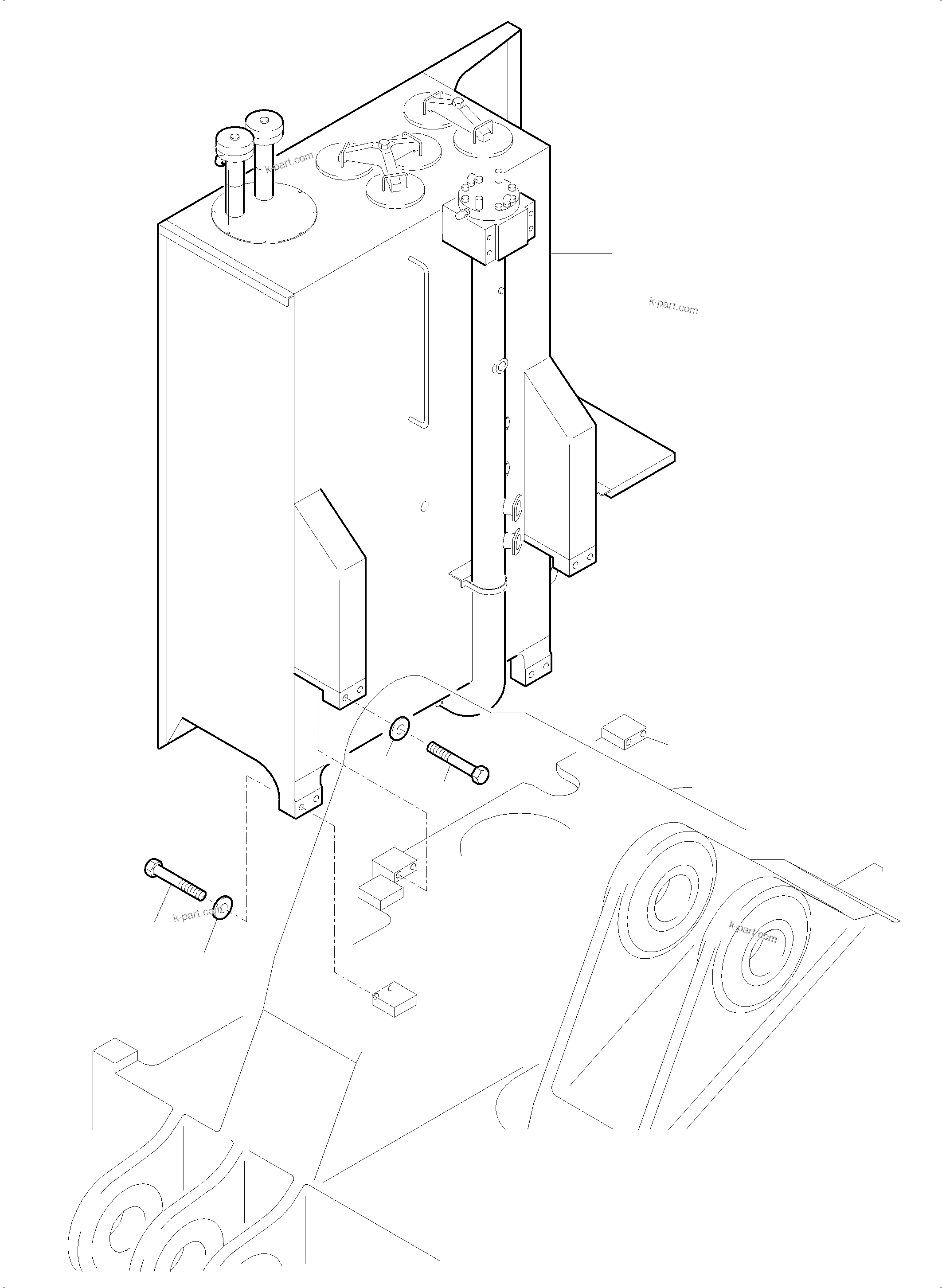 Komatsu parts book diagram for PC5500-6 S/N 15056: MAIN OIL TANK, MOUNTING