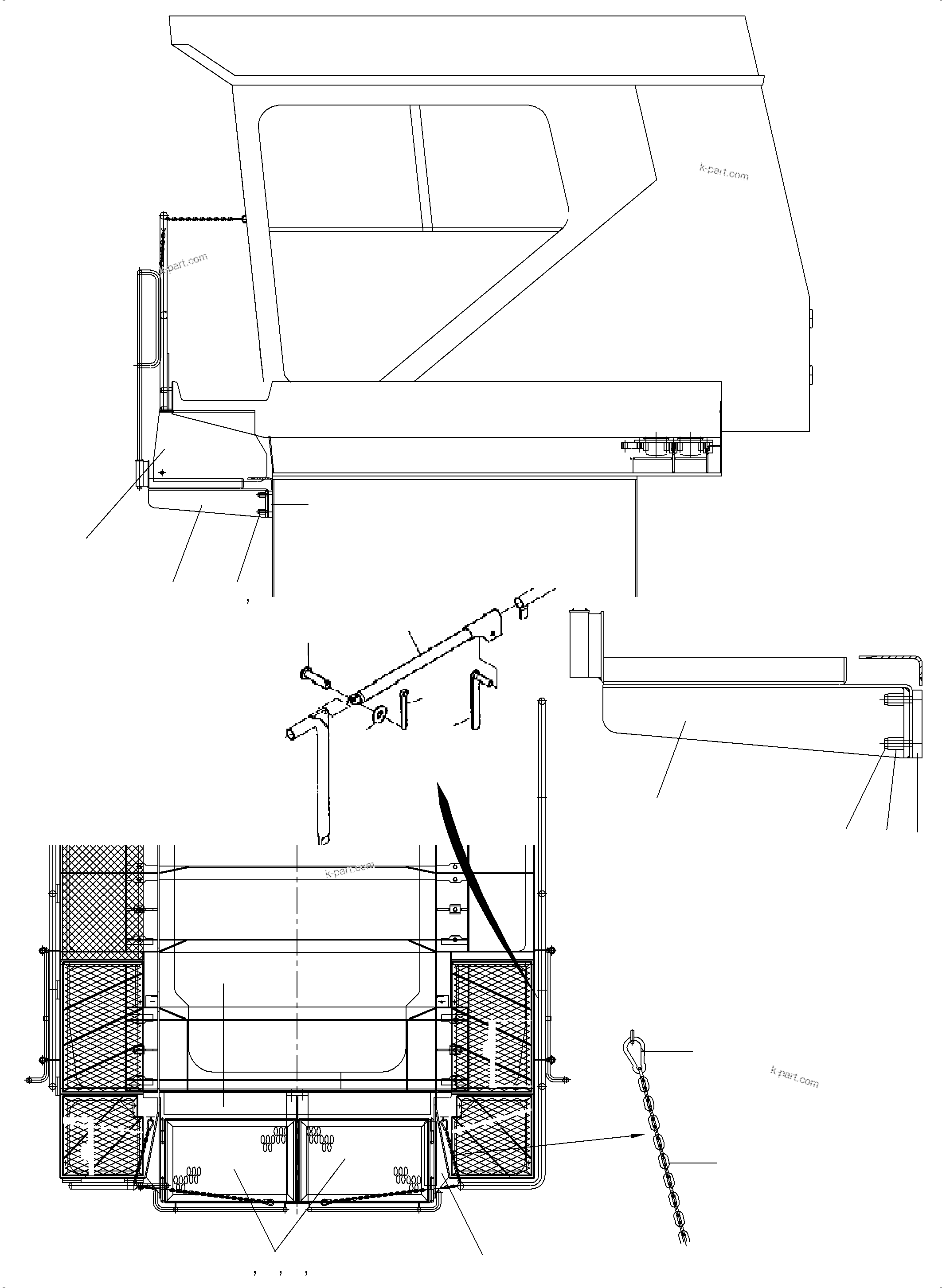 Komatsu parts book diagram for PC5500-6 S/N 15056: CABIN FRONT PLATFORM