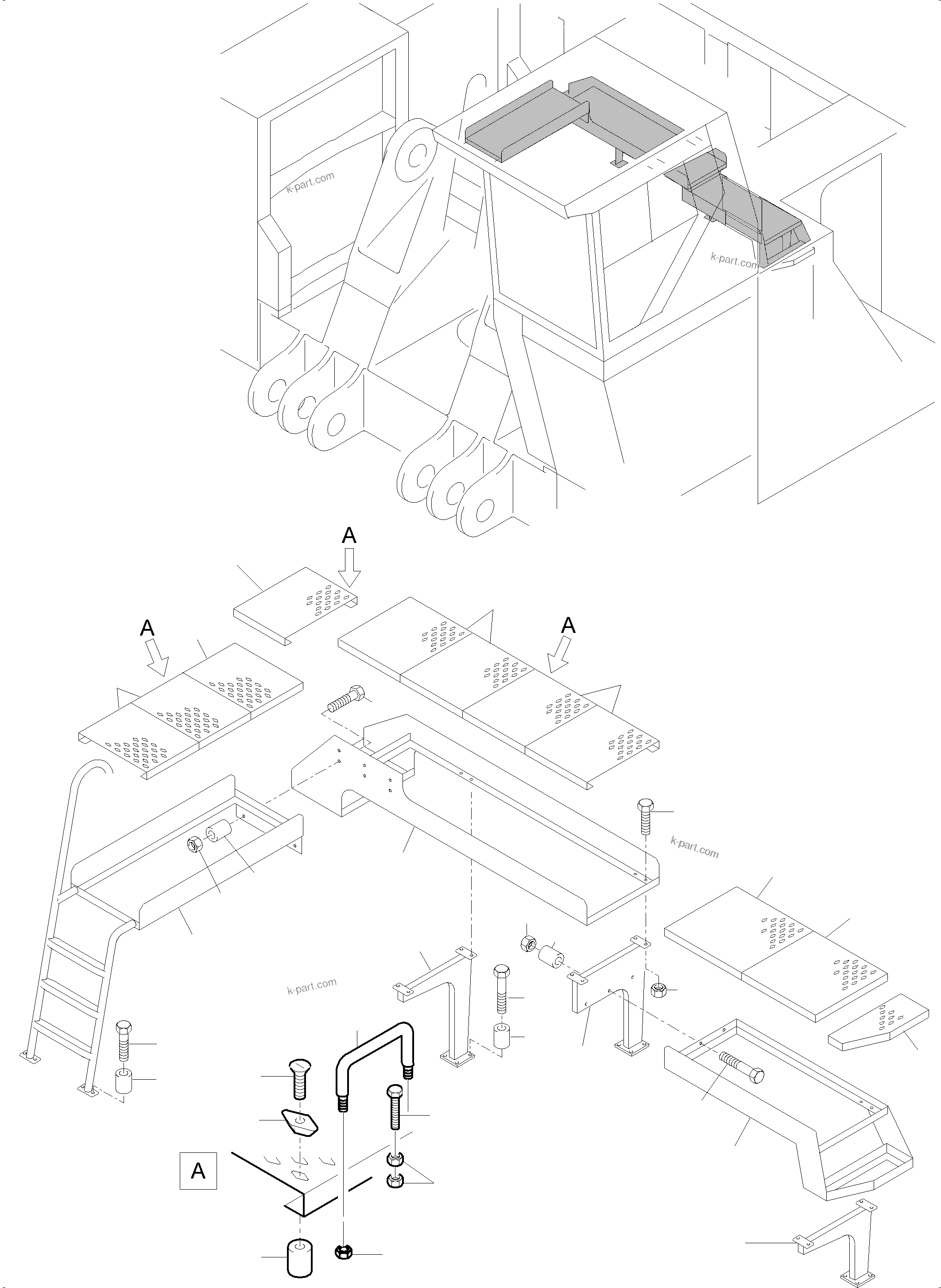 Komatsu parts book diagram for PC5500-6 S/N 15056: RAILS