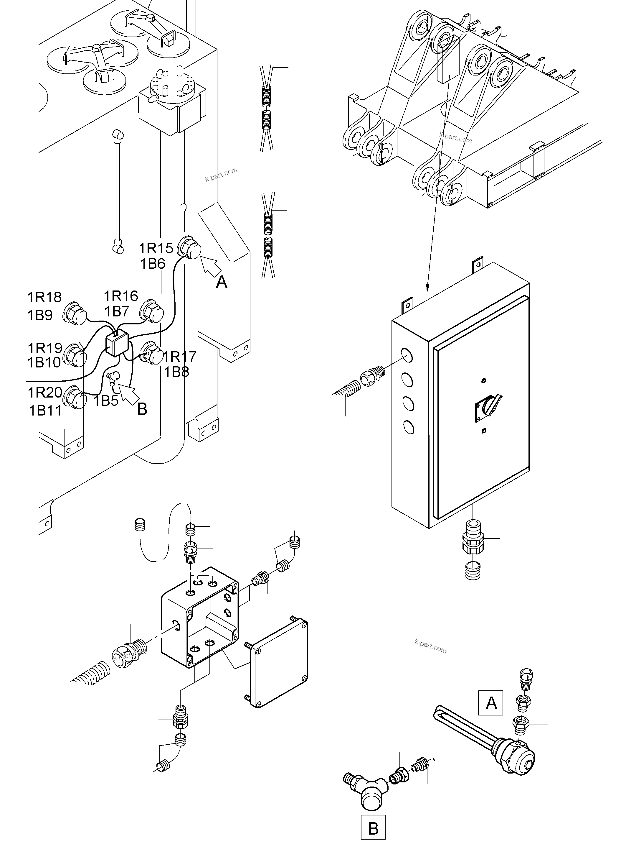 Komatsu parts book diagram for PC5500-6 S/N 15056: CABLES-TEMPERATURE CONDITIONING