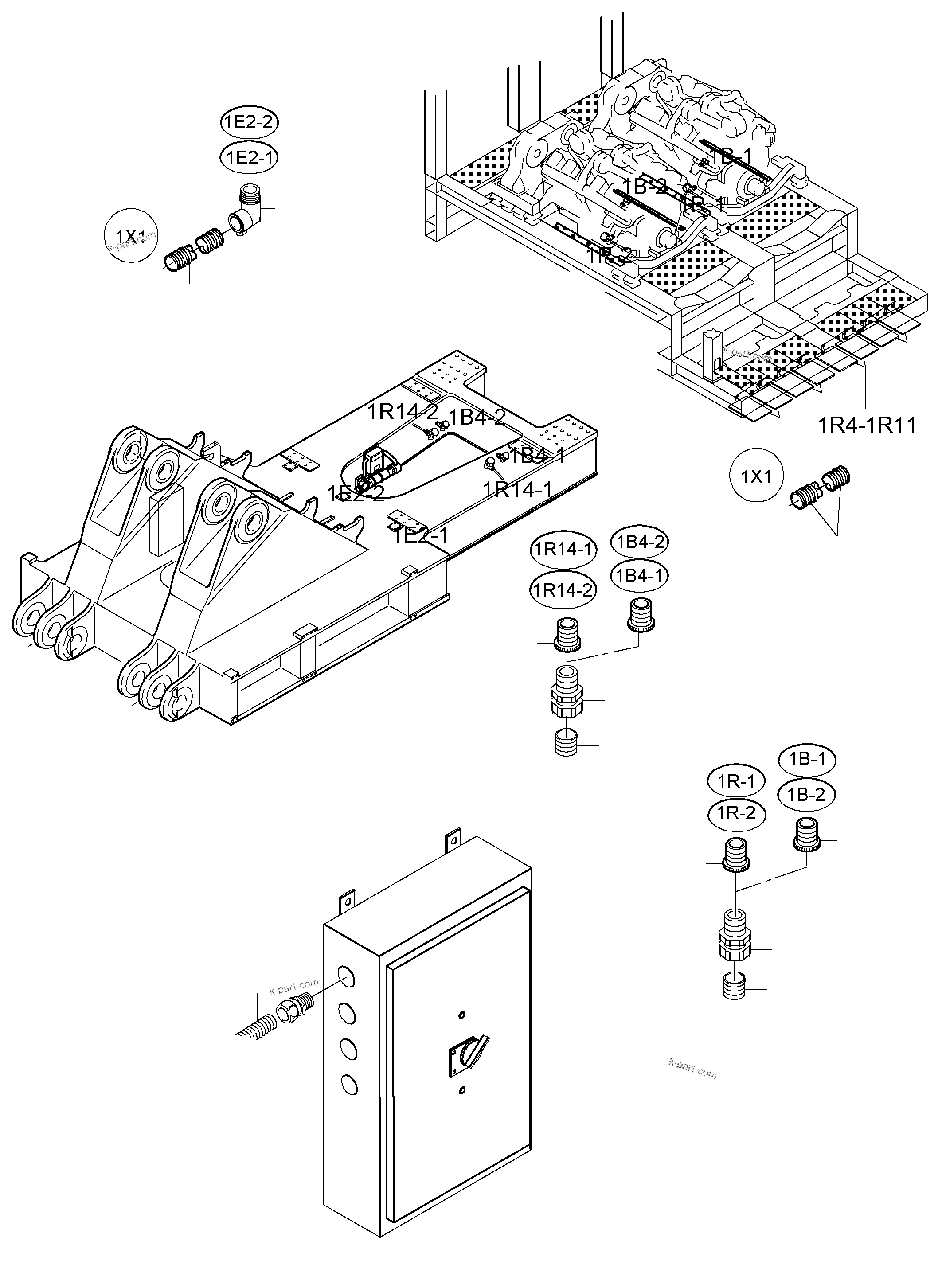 Komatsu parts book diagram for PC5500-6 S/N 15056: CABLES-TEMPERATURE CONDITIONING