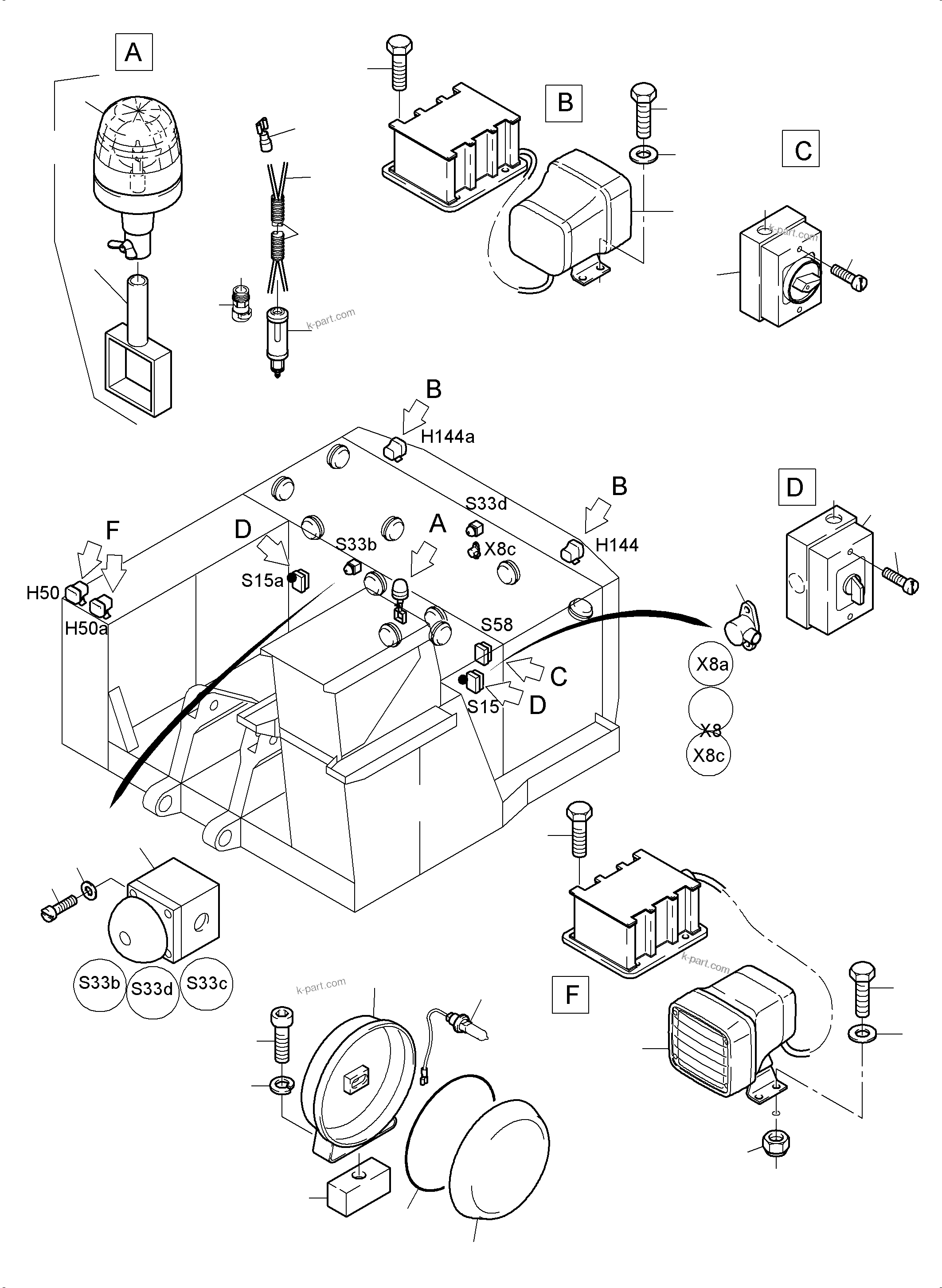 Komatsu parts book diagram for PC5500-6 S/N 15056: LIGHTING EQUIPMENT