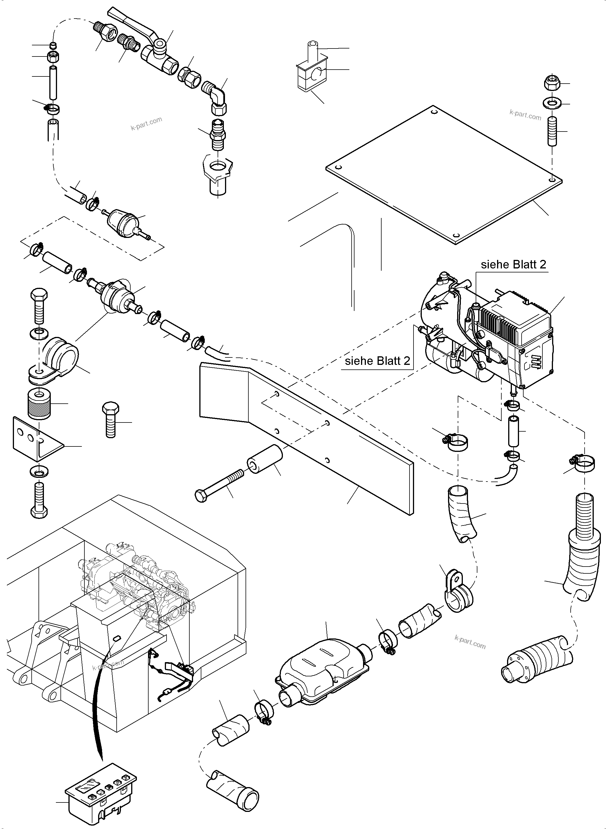 Komatsu parts book diagram for PC5500-6 S/N 15056: ADDITIONAL HEATING SYSTEM