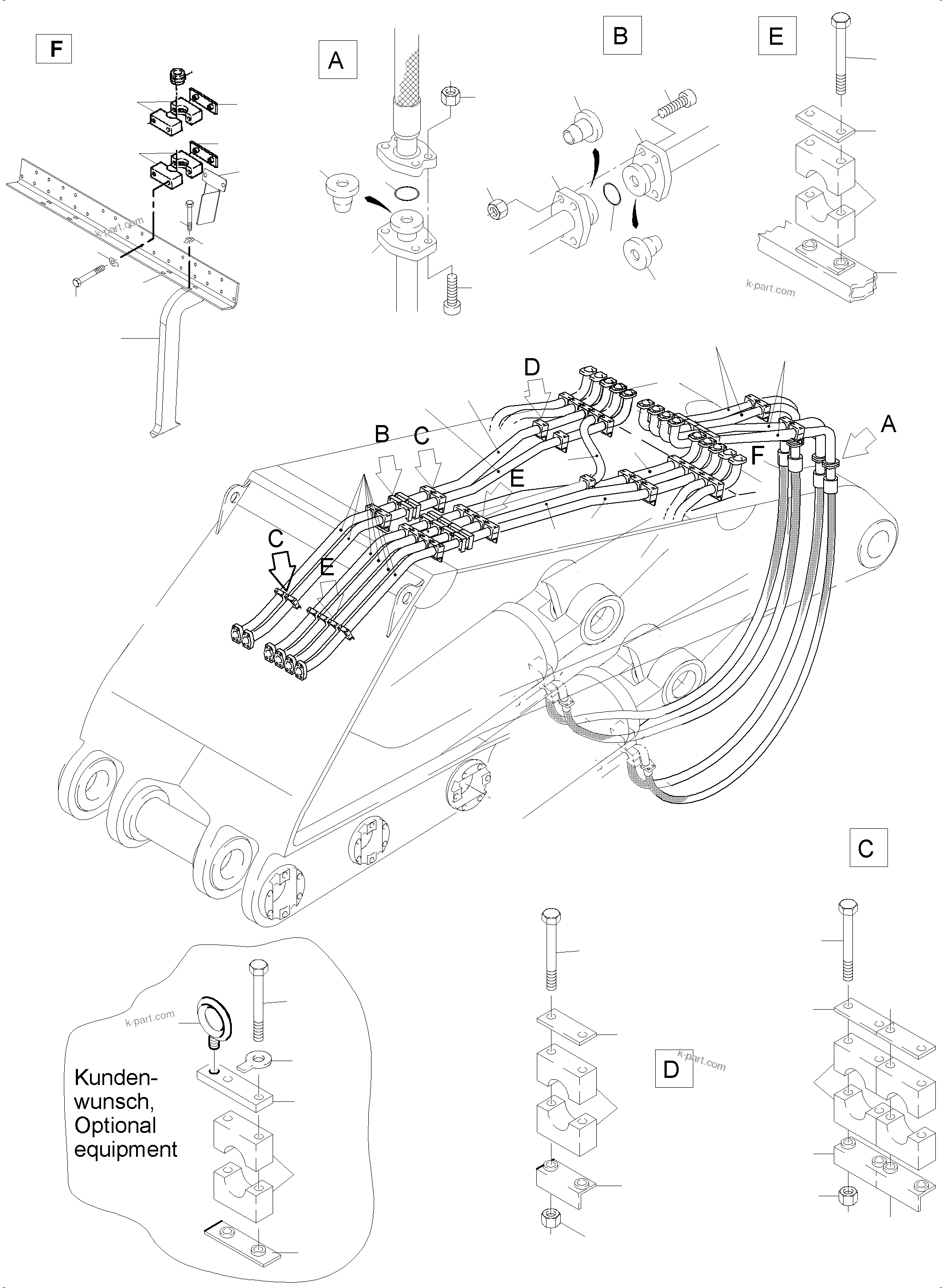 Komatsu parts book diagram for PC5500-6 S/N 15056: BOOM 7.6 M