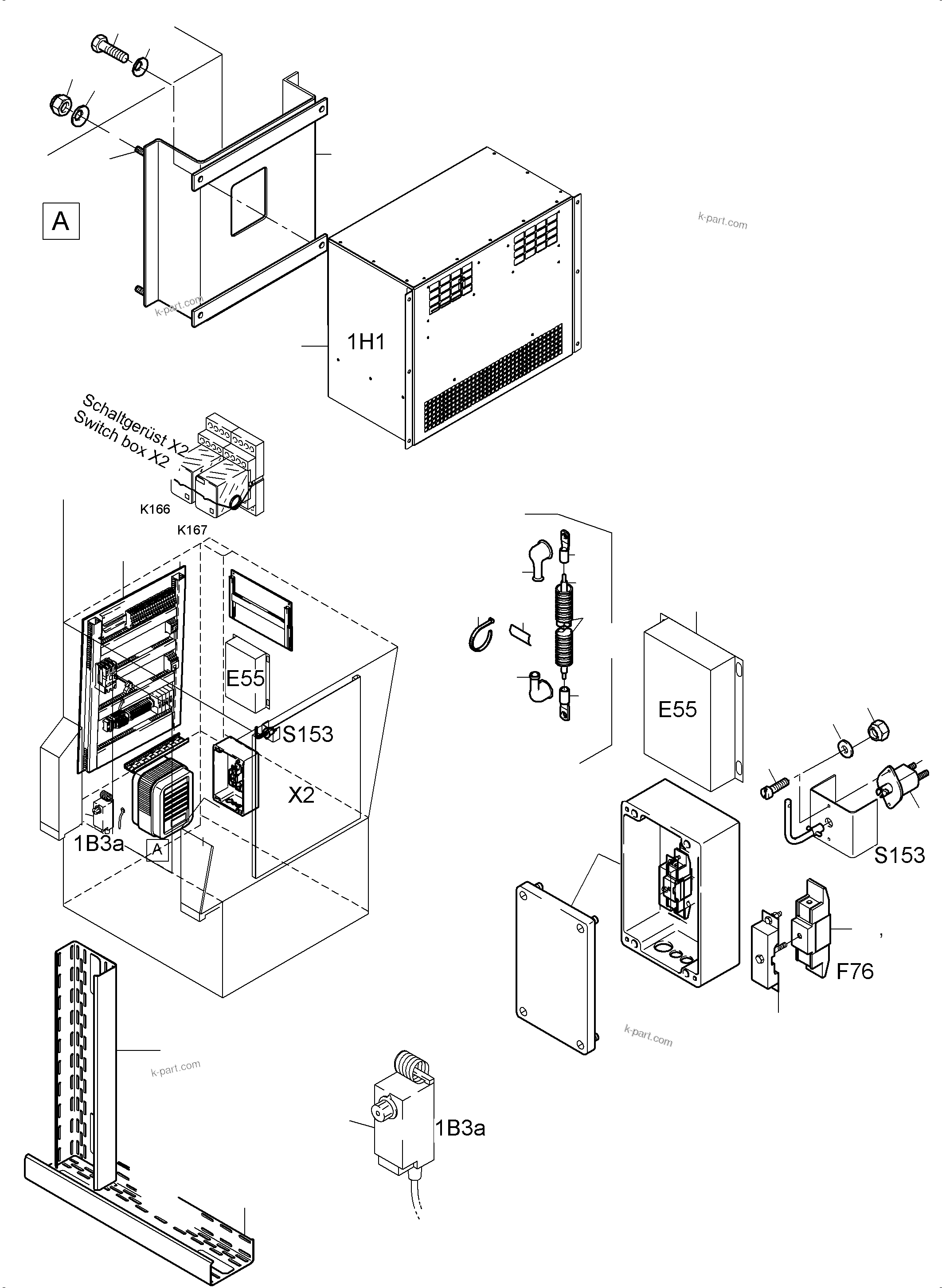 Komatsu parts book diagram for PC5500-6 S/N 15056: ELECTRIC PARTS TEMPERATURE CONDITIONING - CAB SUPPORT