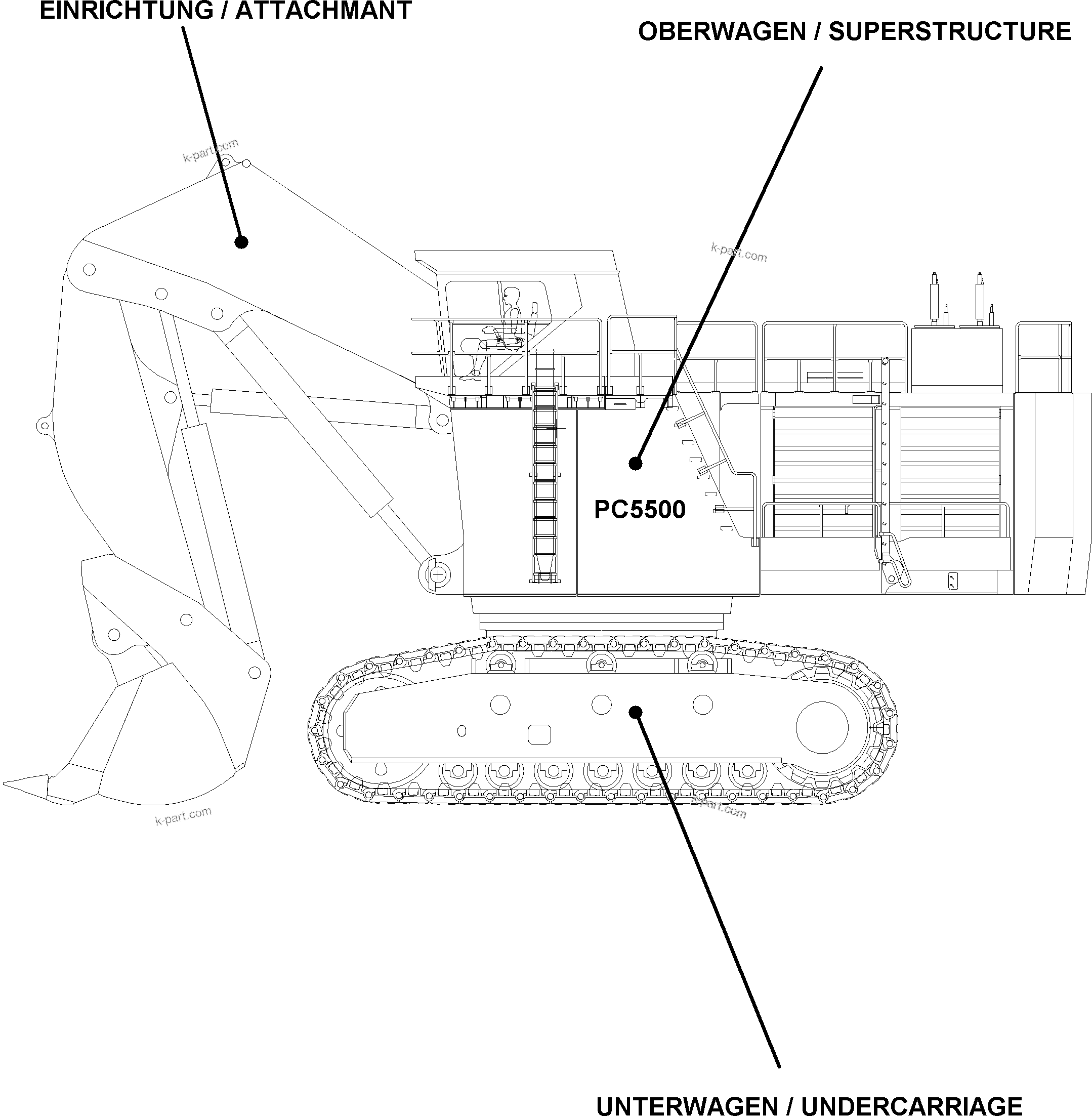 Komatsu parts book diagram for PC5500-6E S/N 15060: 