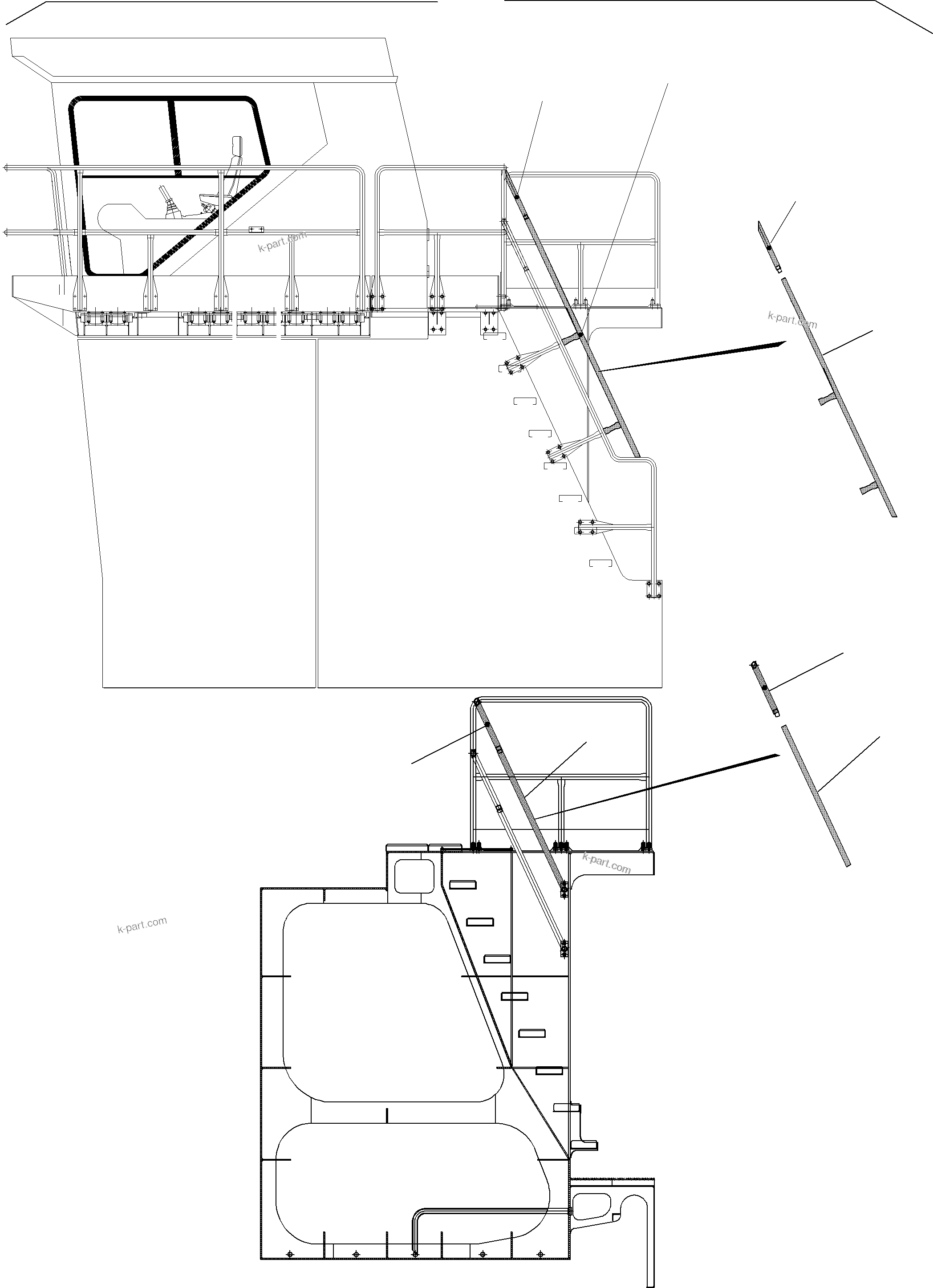 Komatsu parts book diagram for PC5500-6E S/N 15060: MODIFICATION HAND RAIL