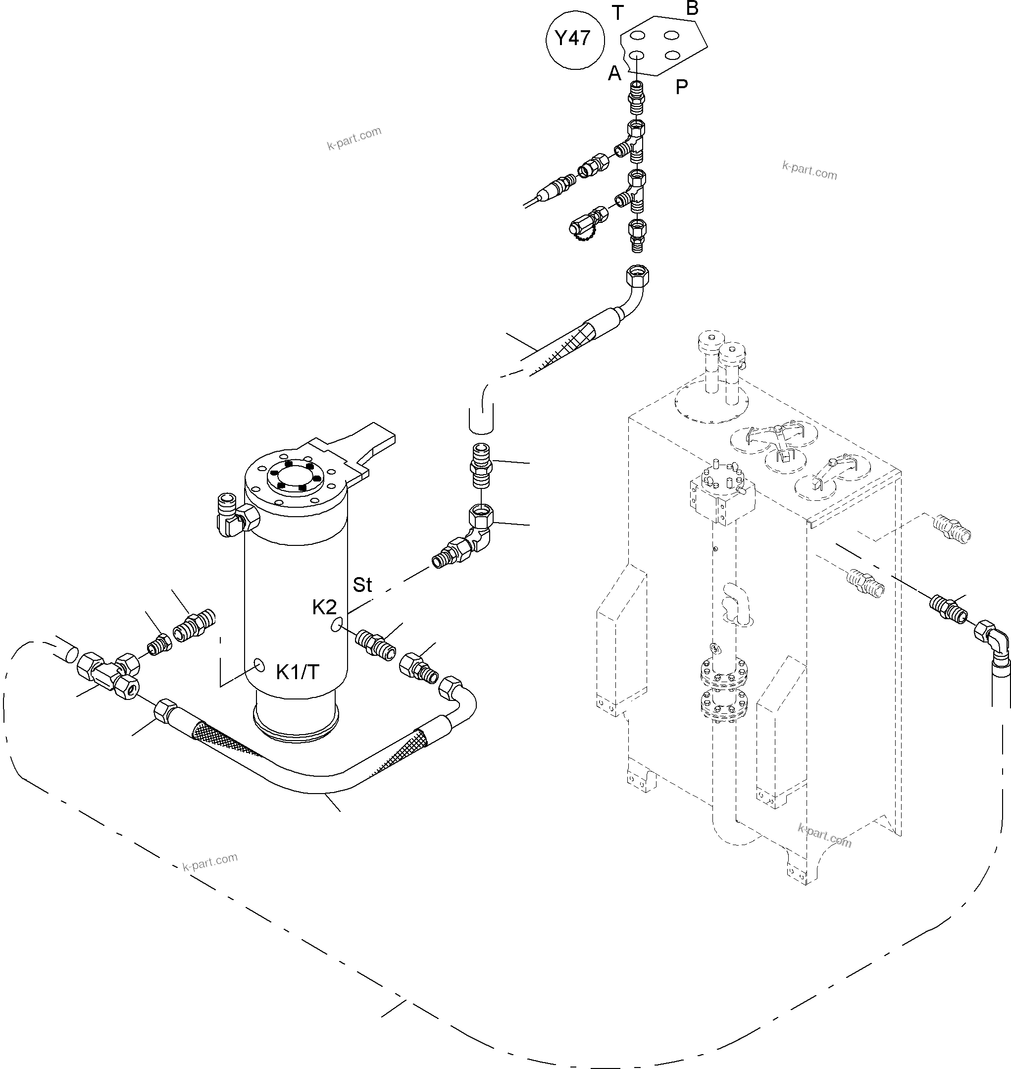 Komatsu parts book diagram for PC5500-6E S/N 15060: HYDRAULIC LINES, ROTARY JOINT
