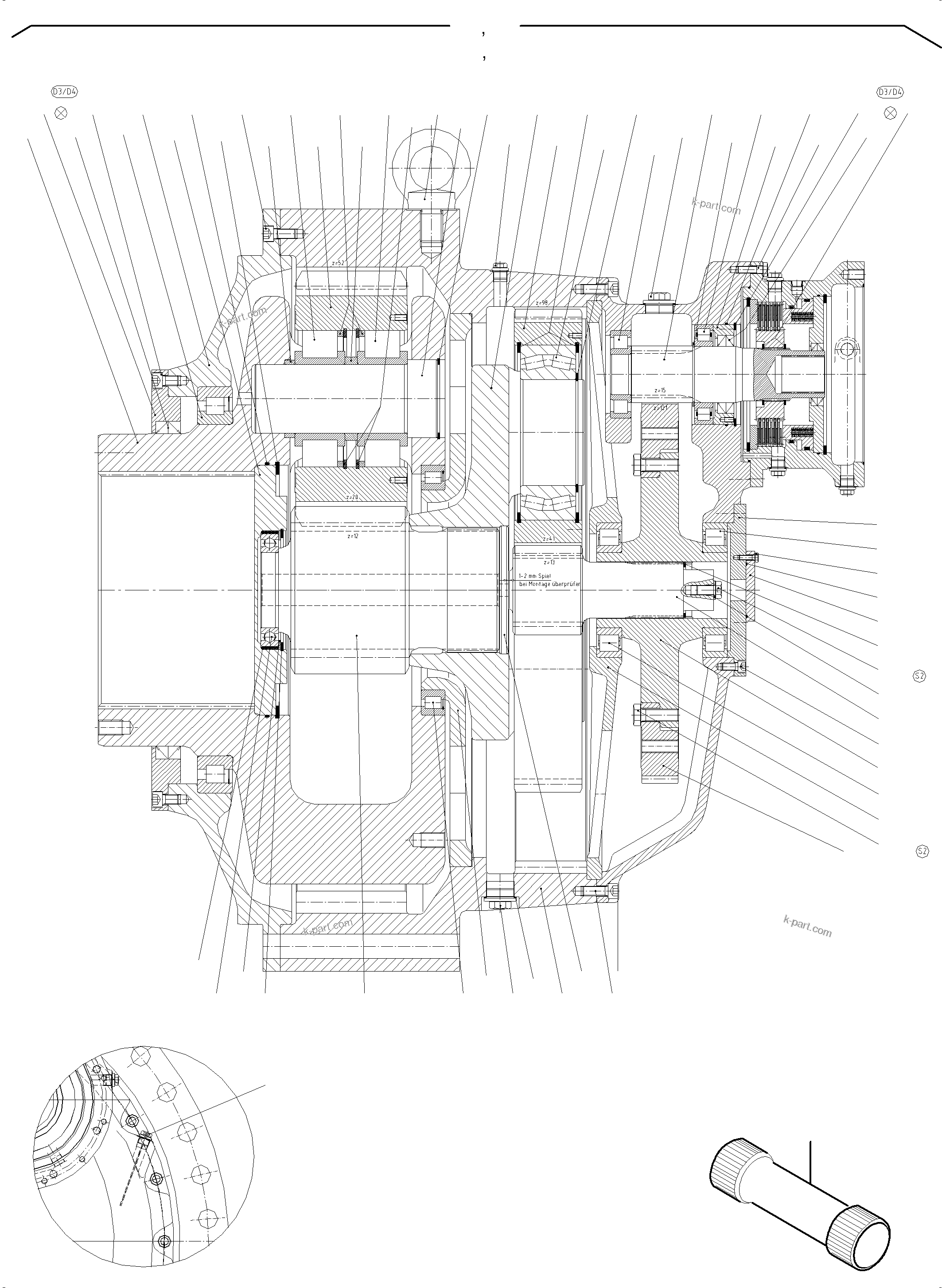 Komatsu parts book diagram for PC5500-6E S/N 15060: DRIVE GEAR BOX