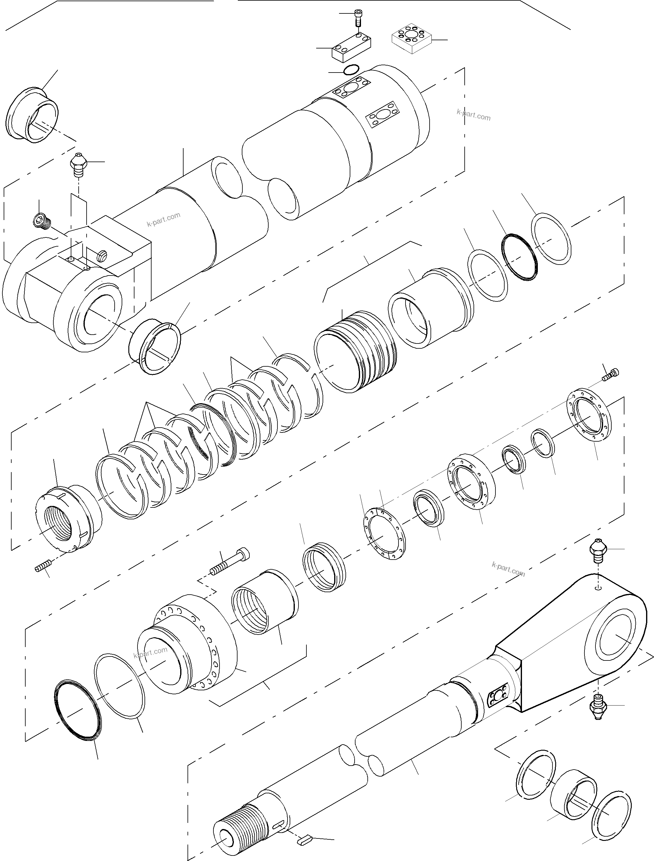 Komatsu parts book diagram for PC5500-6E S/N 15060: HYDRAULIC CYLINDER COLD WEATHER DESIGN