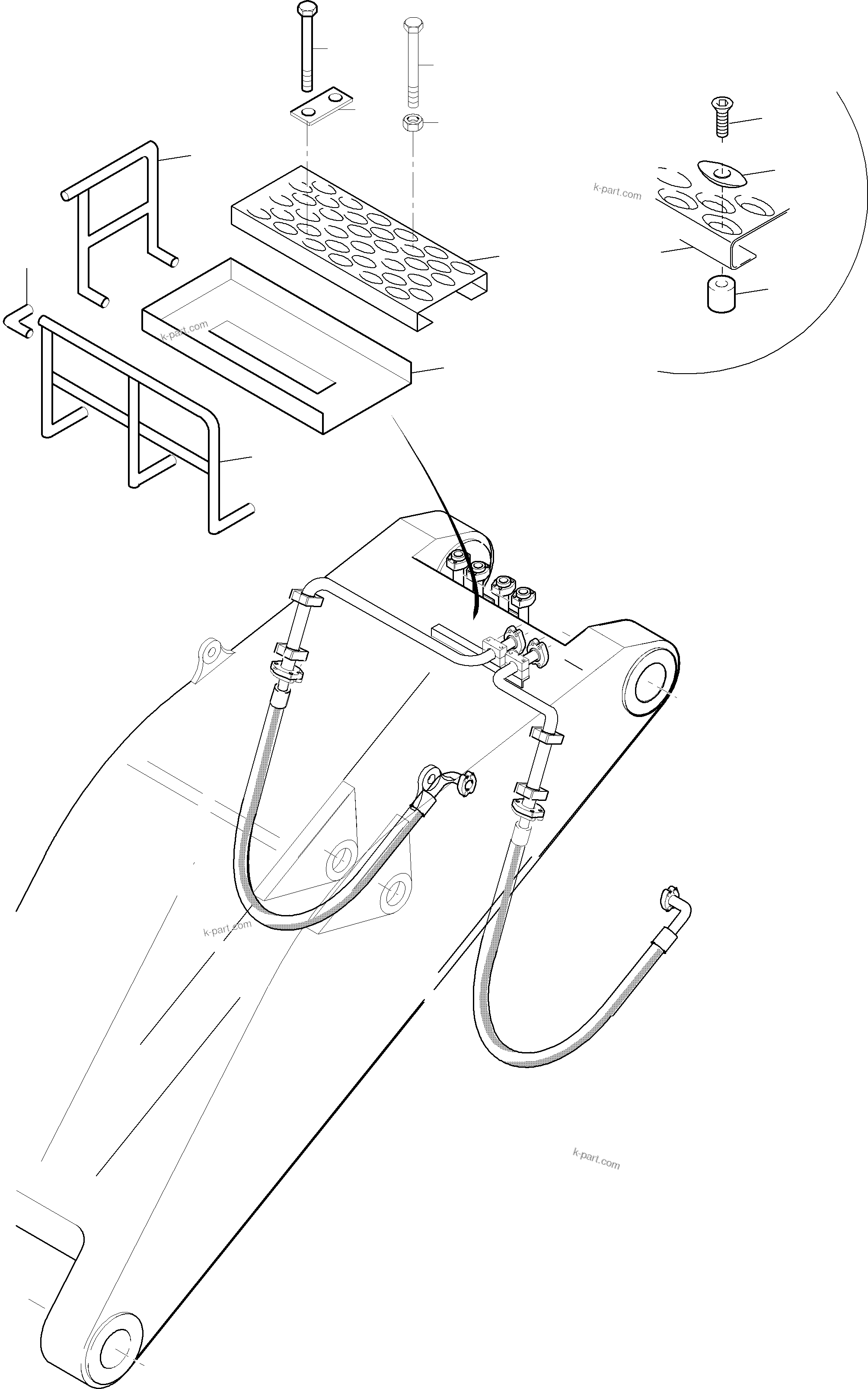 Komatsu parts book diagram for PC5500-6E S/N 15060: CATWALKS STICK (BBE)