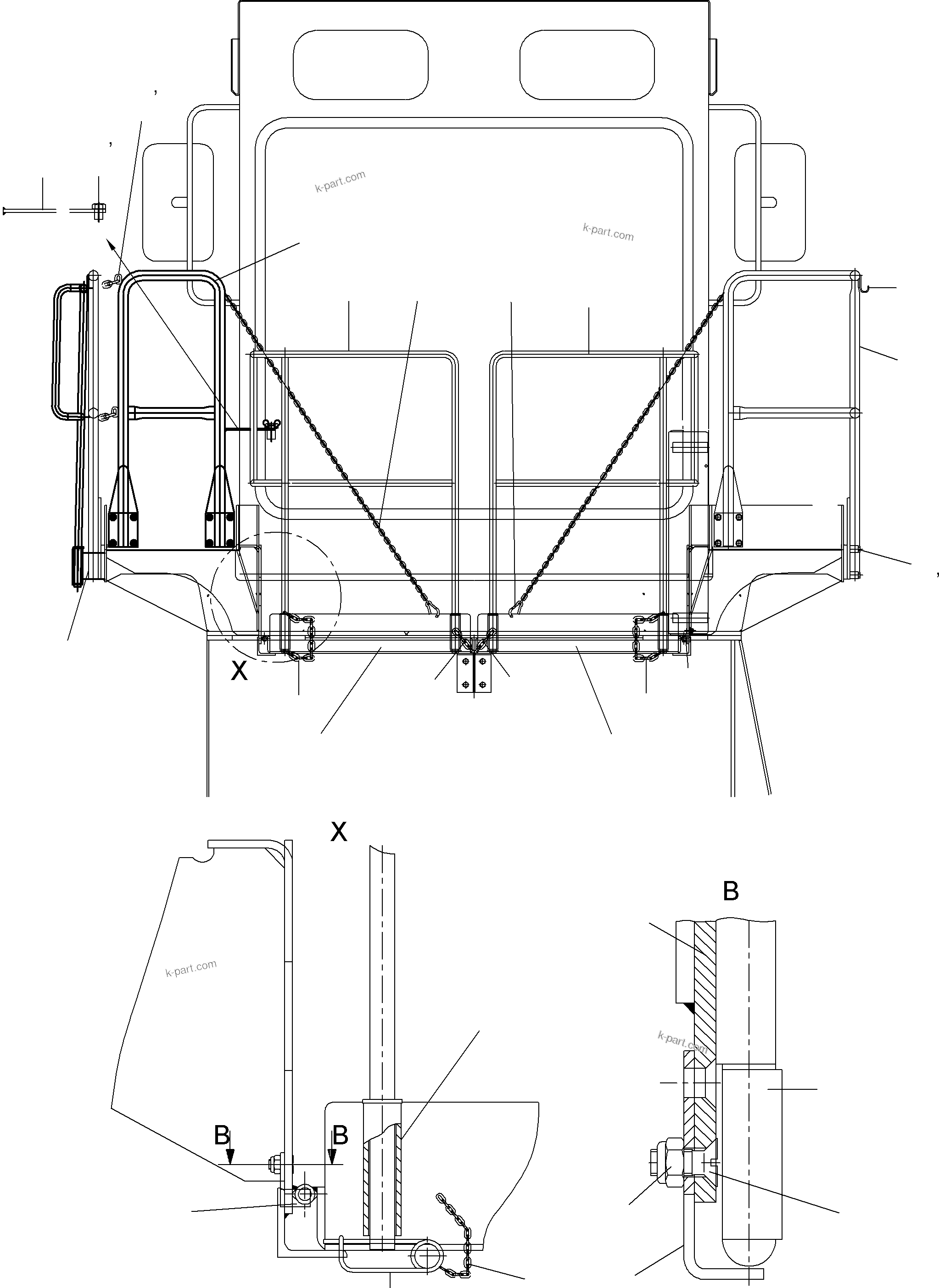 Komatsu parts book diagram for PC5500-6E S/N 15060: CABIN FRONT PLATFORM