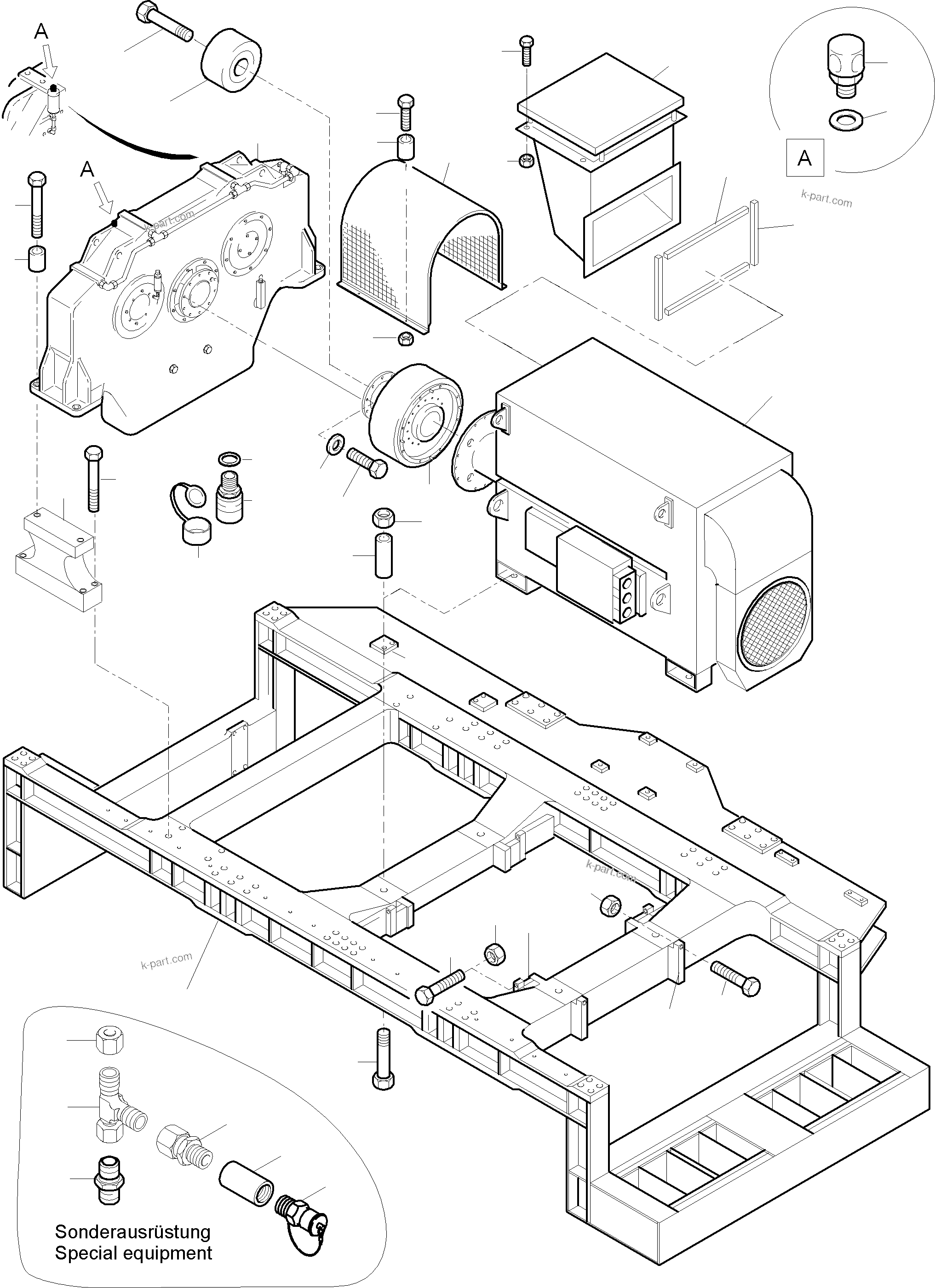 Komatsu parts book diagram for PC5500-6E S/N 15060: ELECTRIC MOTOR ARR.