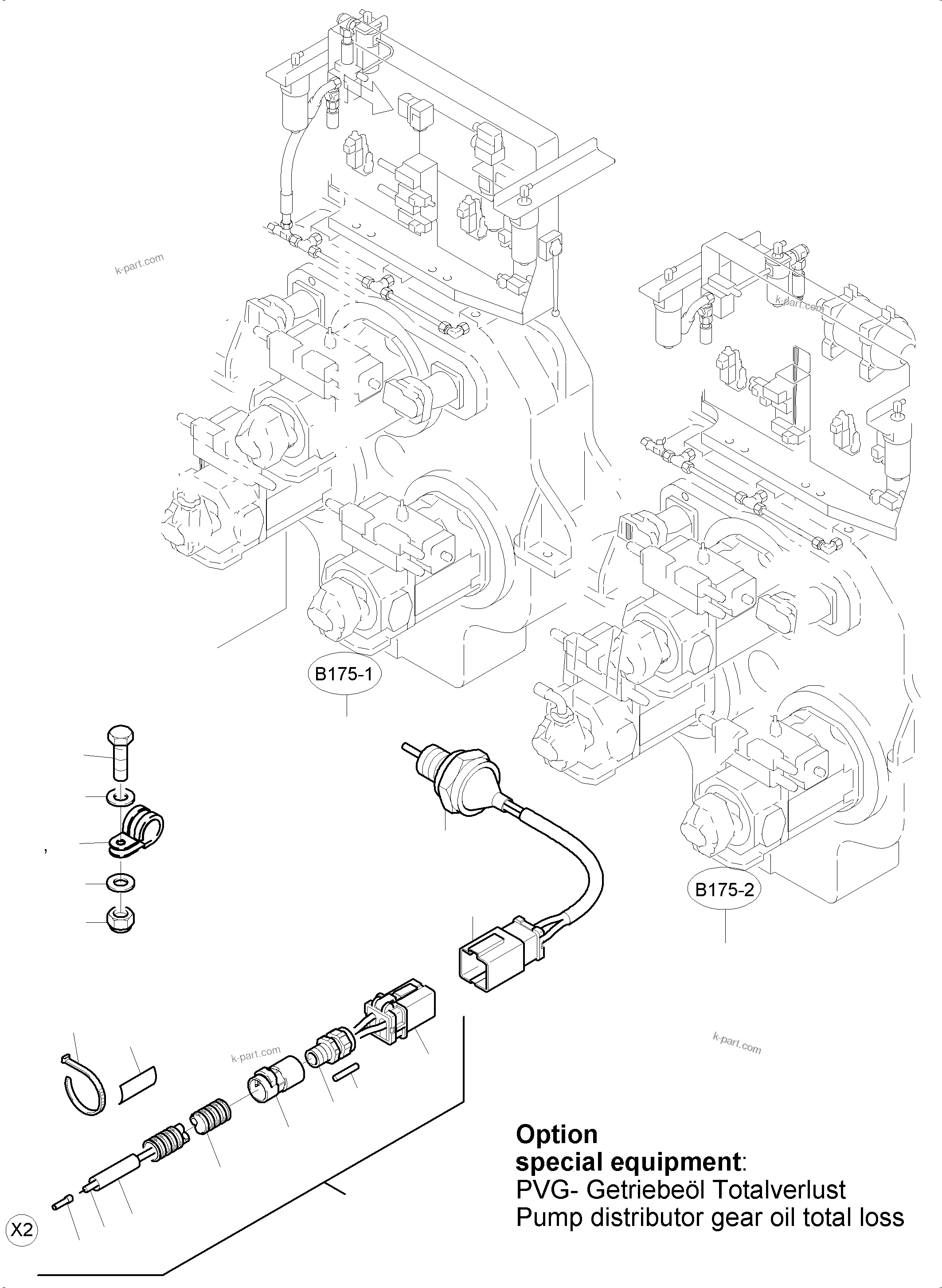 Komatsu parts book diagram for PC5500-6E S/N 15060: CABLES - PUMP DISTRIBUTOR GEAR