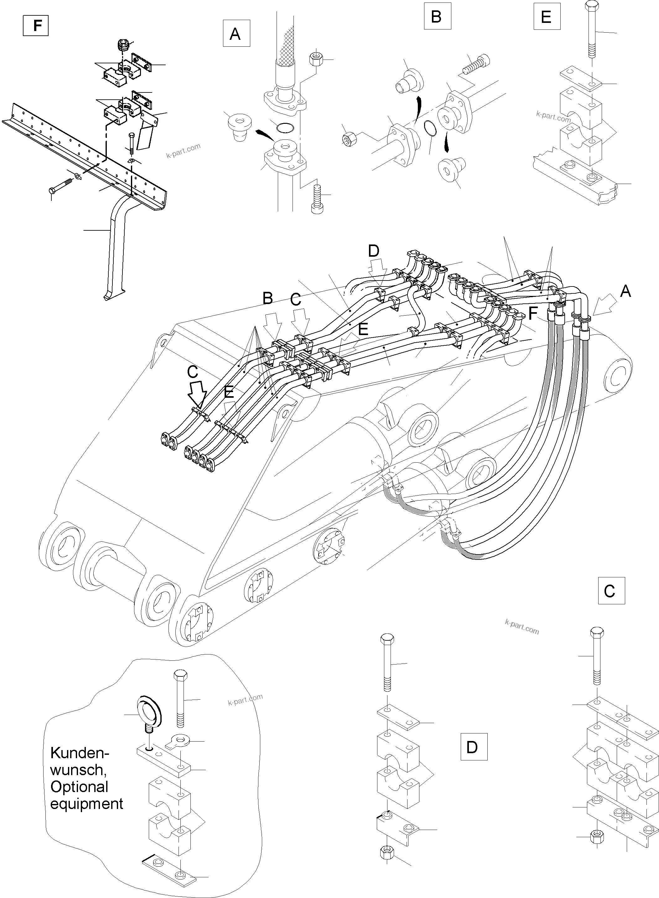 Komatsu parts book diagram for PC5500-6E S/N 15060: BOOM 7.6 M