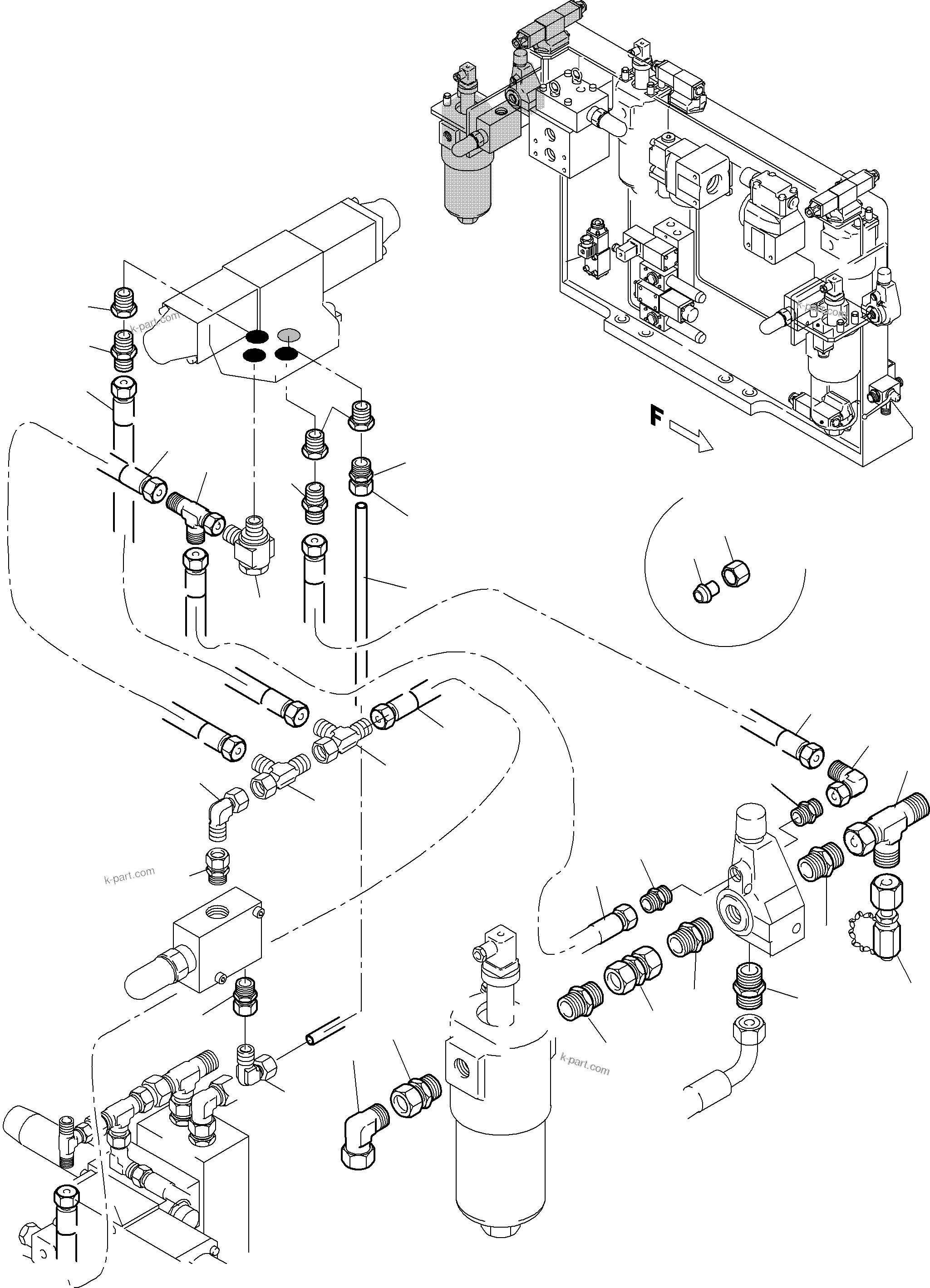 Komatsu parts book diagram for PC5500-6E S/N 15060: PIPES - CONTROL- AND FILTER PLATE, REAR