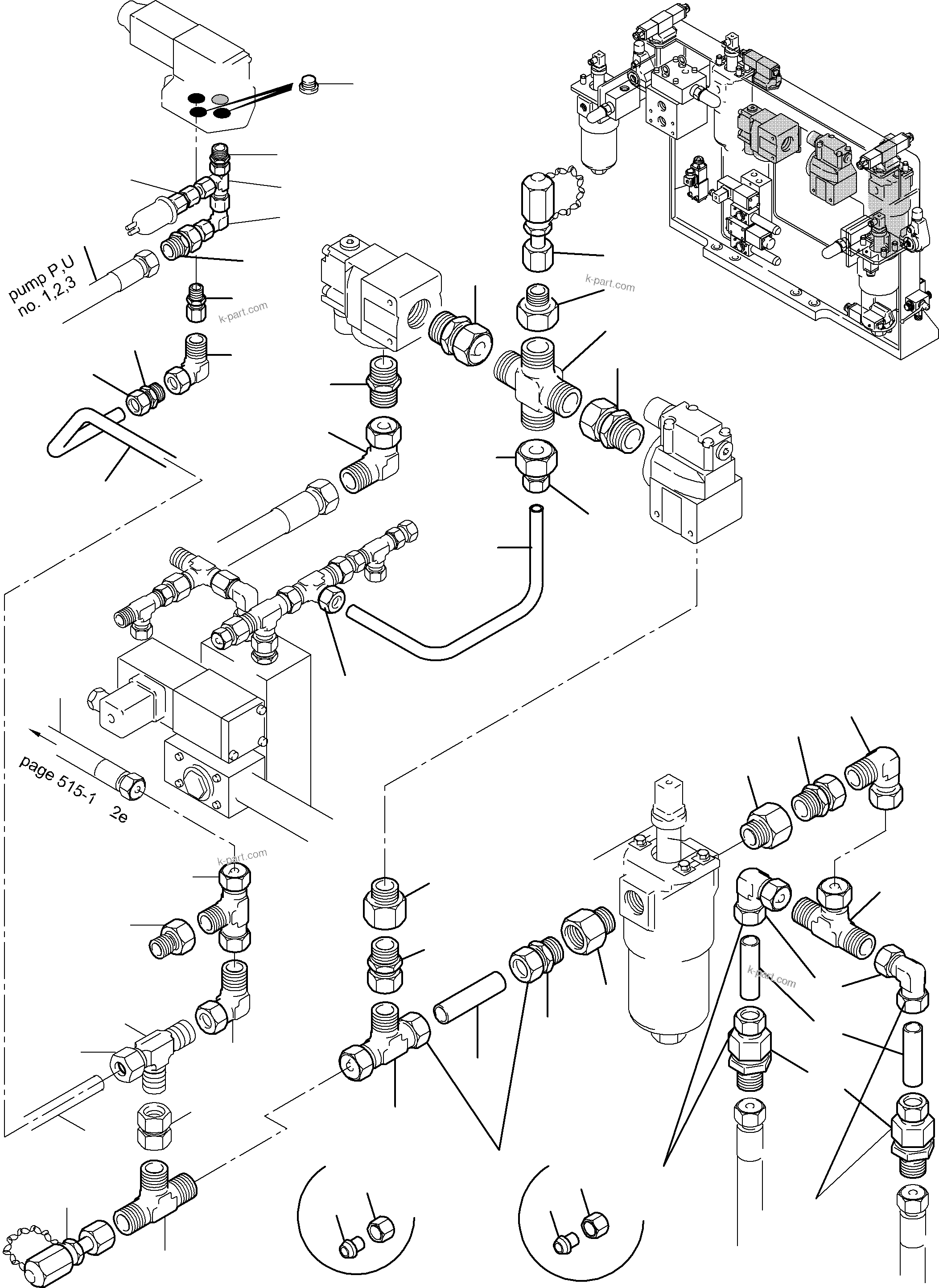 Komatsu parts book diagram for PC5500-6E S/N 15060: PIPES - CONTROL- AND FILTER PLATE, REAR