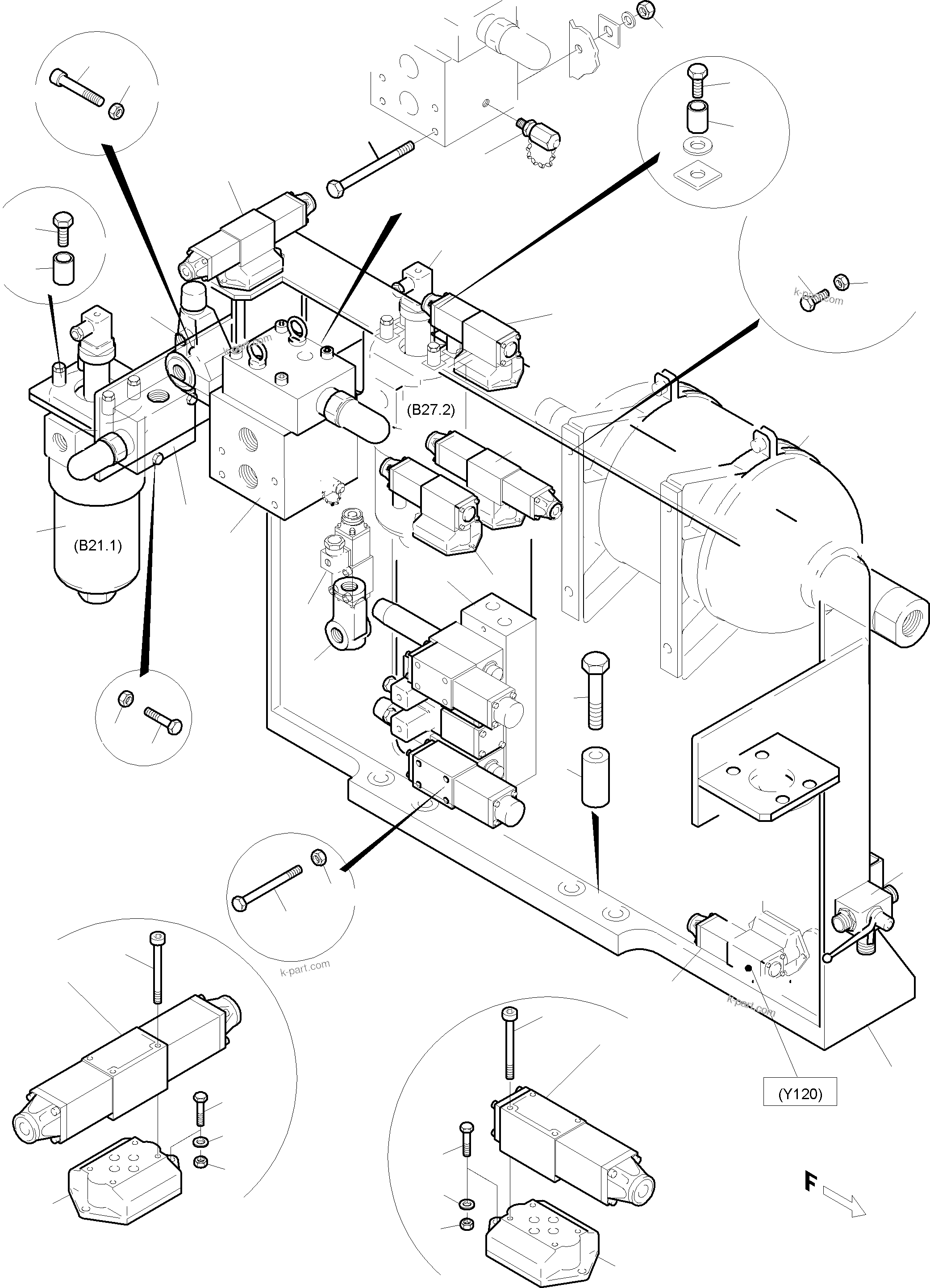 Komatsu parts book diagram for PC5500-6E S/N 15060: CONTROL- AND FILTER PLATE, FRONT (ENGINE 2)