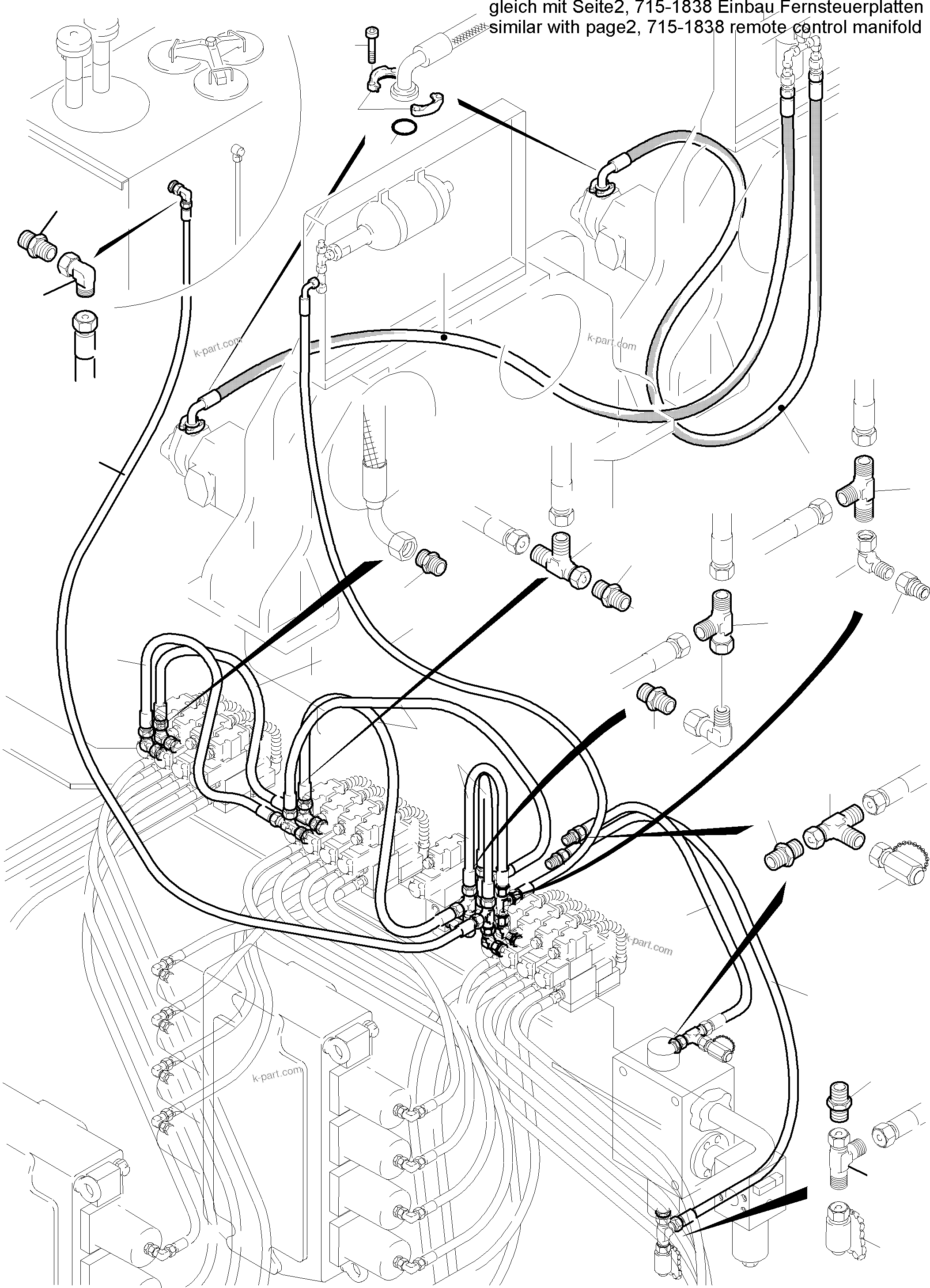 Komatsu parts book diagram for PC5500-6E S/N 15060: PILOT OIL LINES