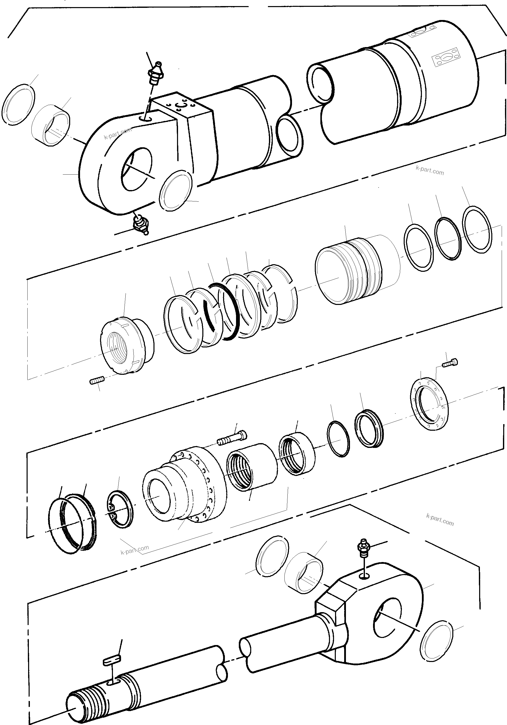 Komatsu parts book diagram for PC5500-6E S/N 15060: CLAM CYLINDER COLD WEATHER DESIGN
