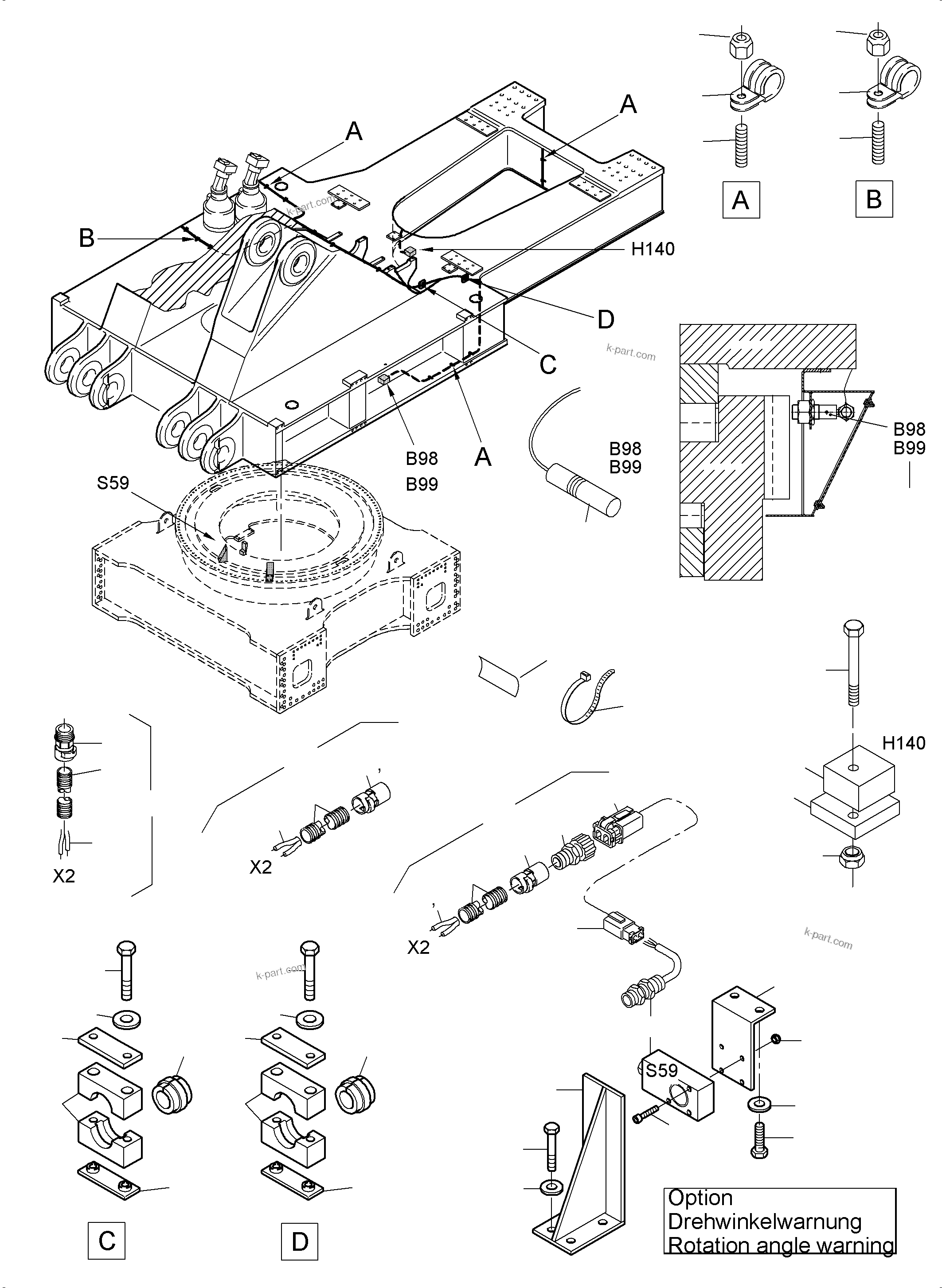 Komatsu parts book diagram for PC5500-6E S/N 15060: ELECT. PARTS - MOVEM. SIGNAL AND SPROCKET SENSOR