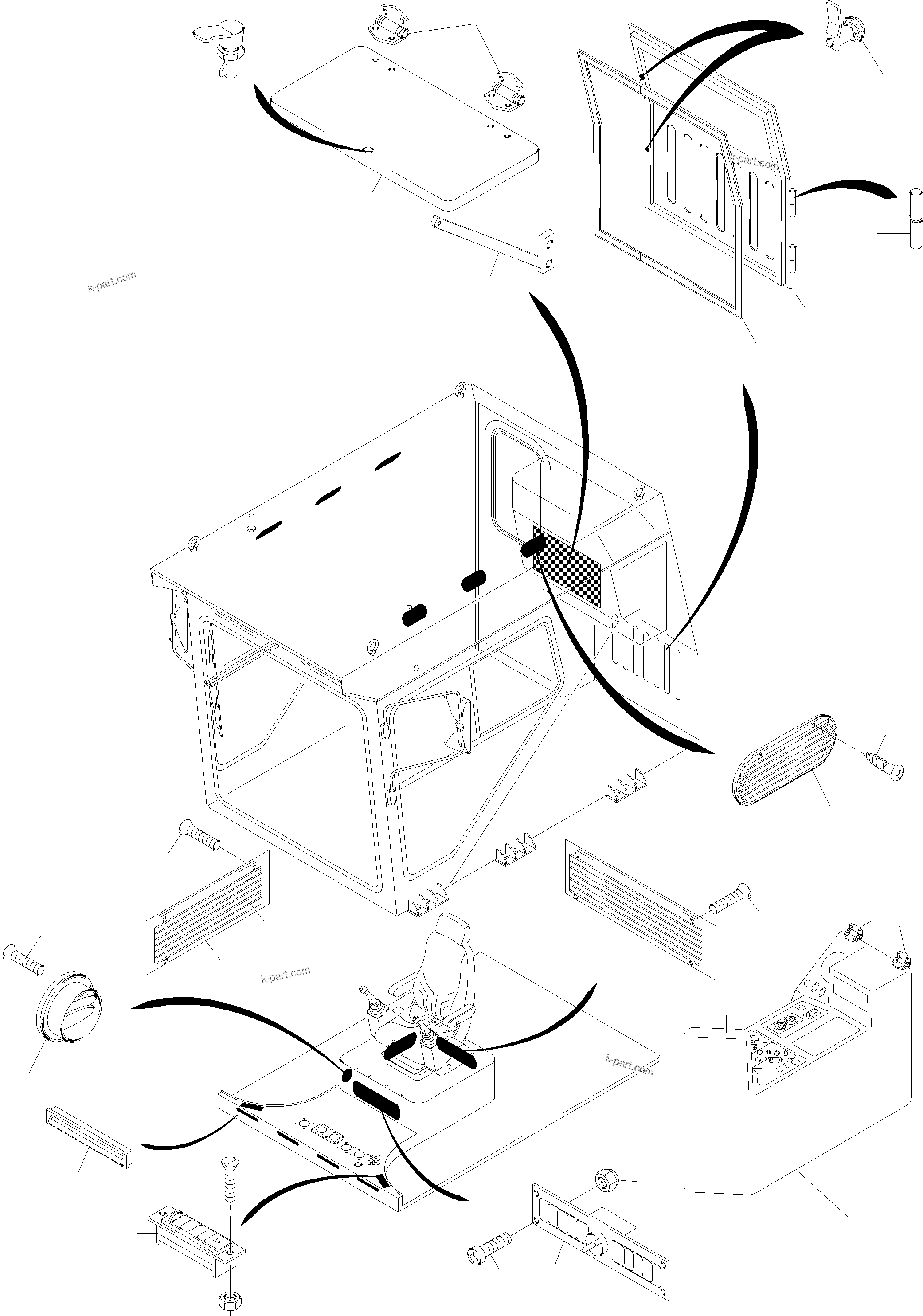 Komatsu parts book diagram for PC5500-6E S/N 15060: OPERATOR'S CAB