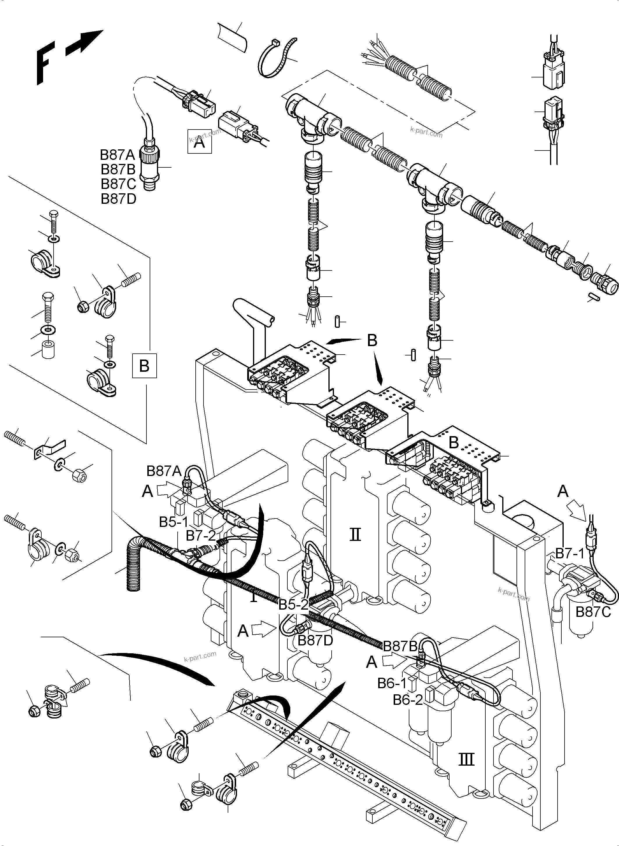 Komatsu parts book diagram for PC5500-6E S/N 15060: CABLES - CONTROL BLOCKS - H.P.-FILTER