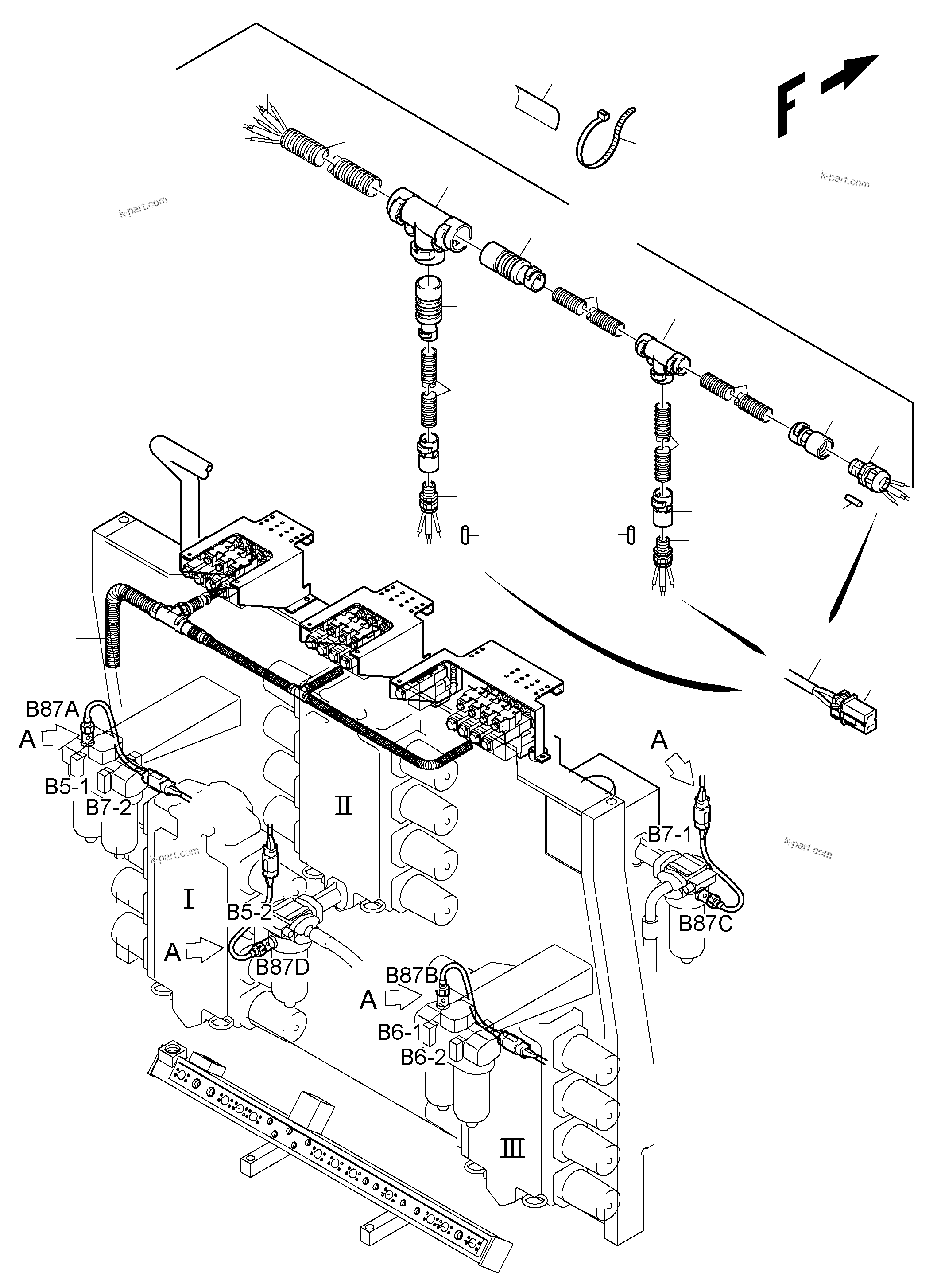 Komatsu parts book diagram for PC5500-6E S/N 15060: CABLES - CONTROL BLOCKS - H.P.-FILTER
