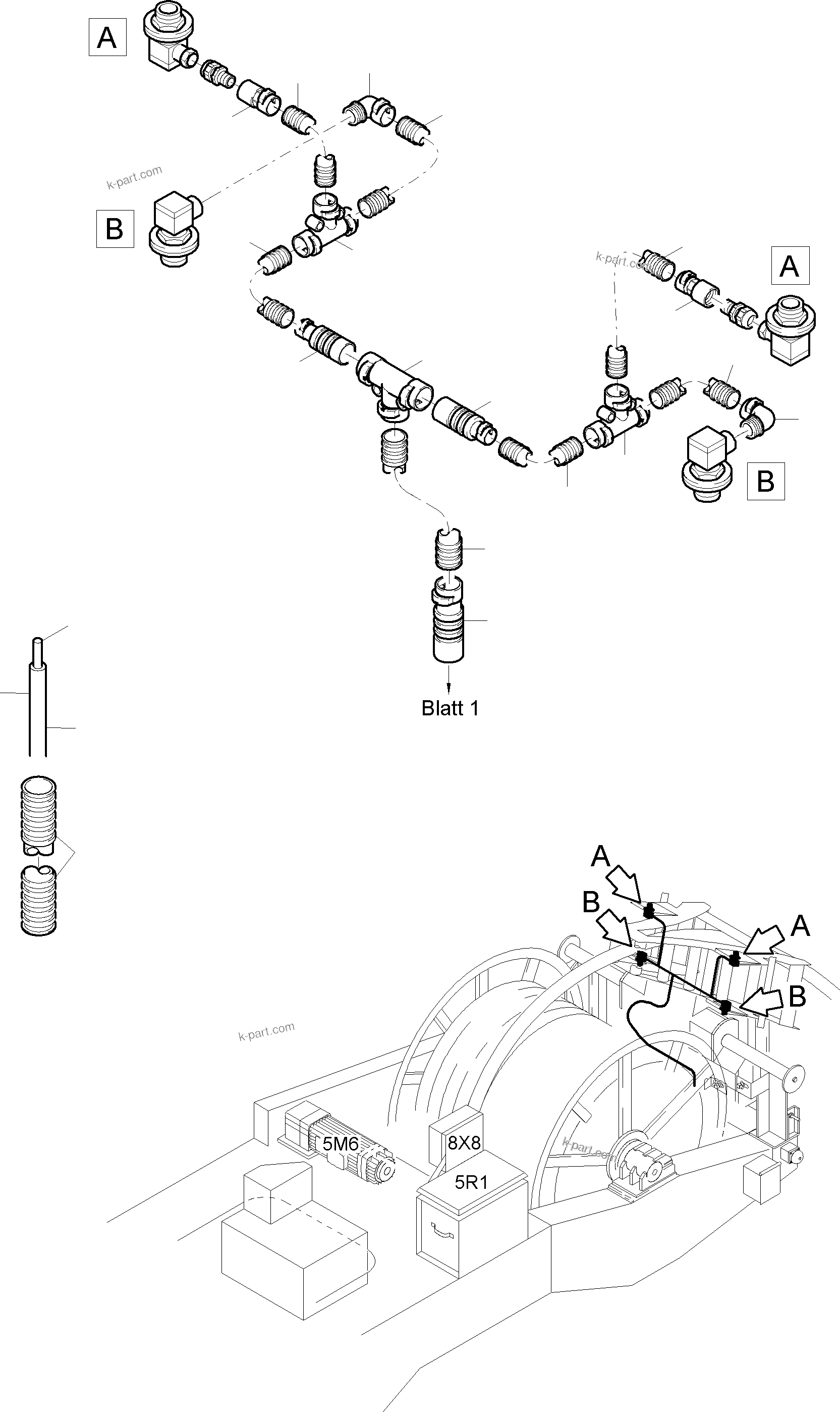 Komatsu parts book diagram for PC5500-6E S/N 15060: CABLES- CABLE DUCT