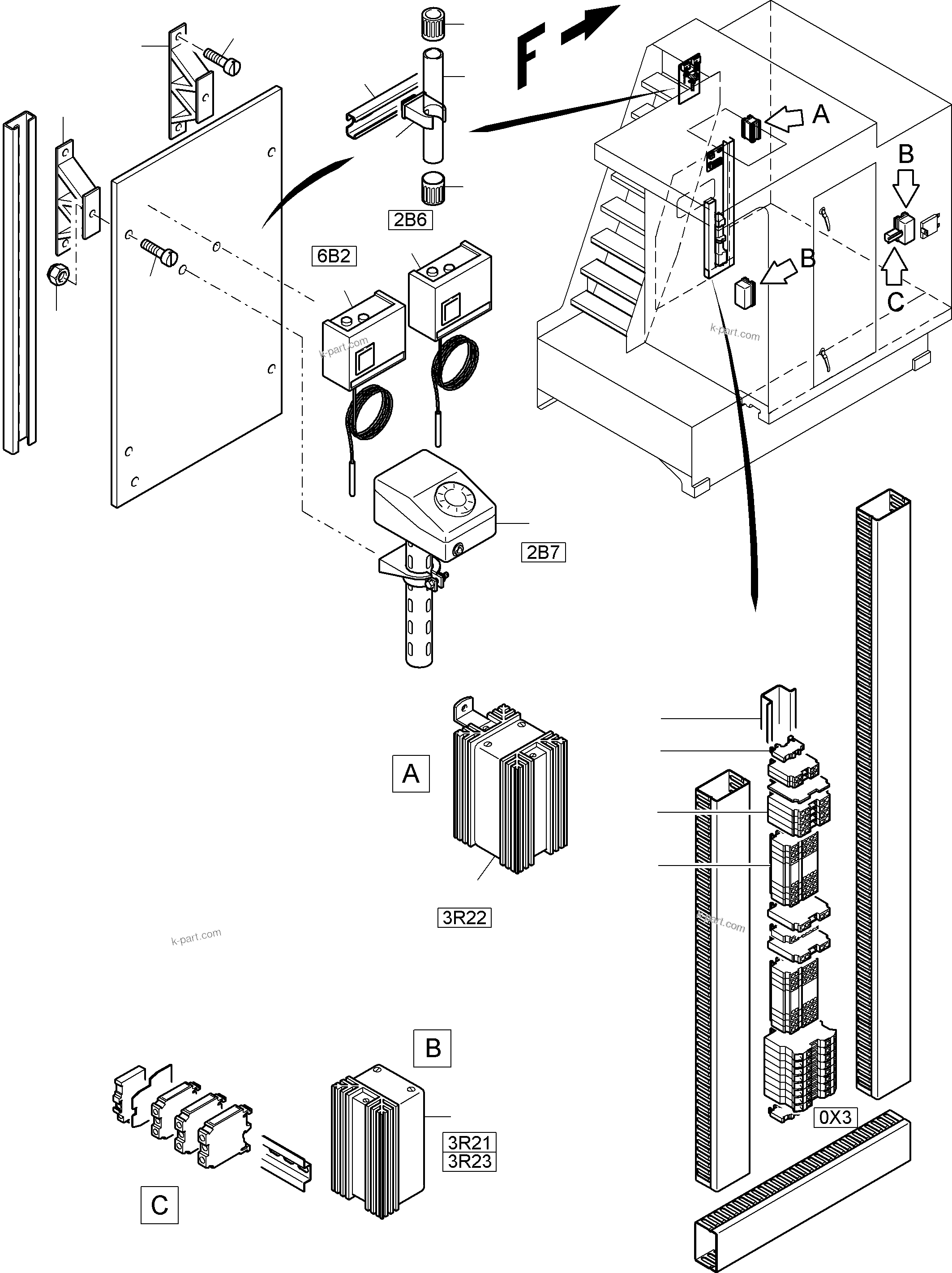 Komatsu parts book diagram for PC5500-6E S/N 15060: SWITCH CABINET