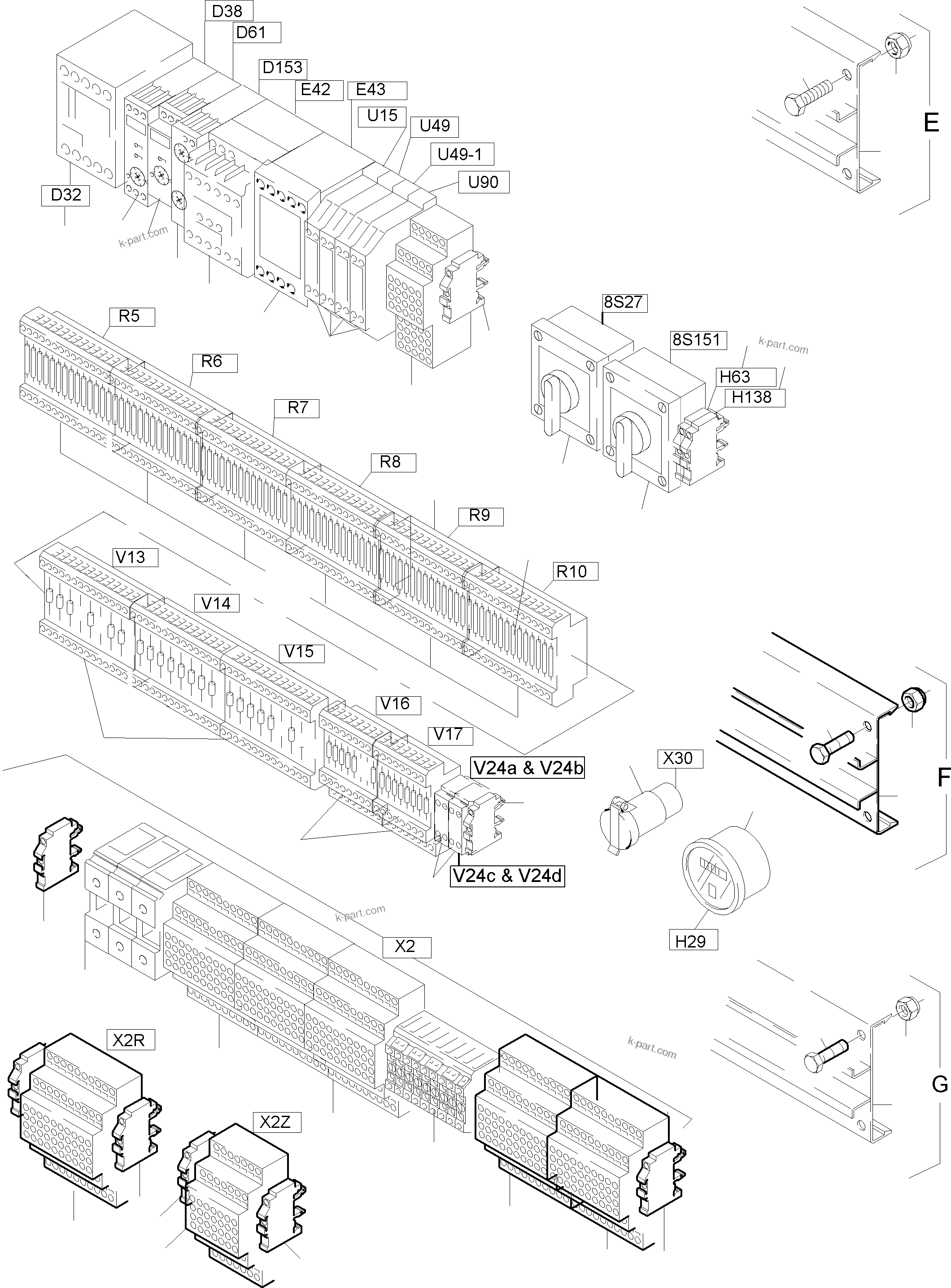 Komatsu parts book diagram for PC5500-6E S/N 15060: MAIN SWITCH BOX IN CAB SUPPORT