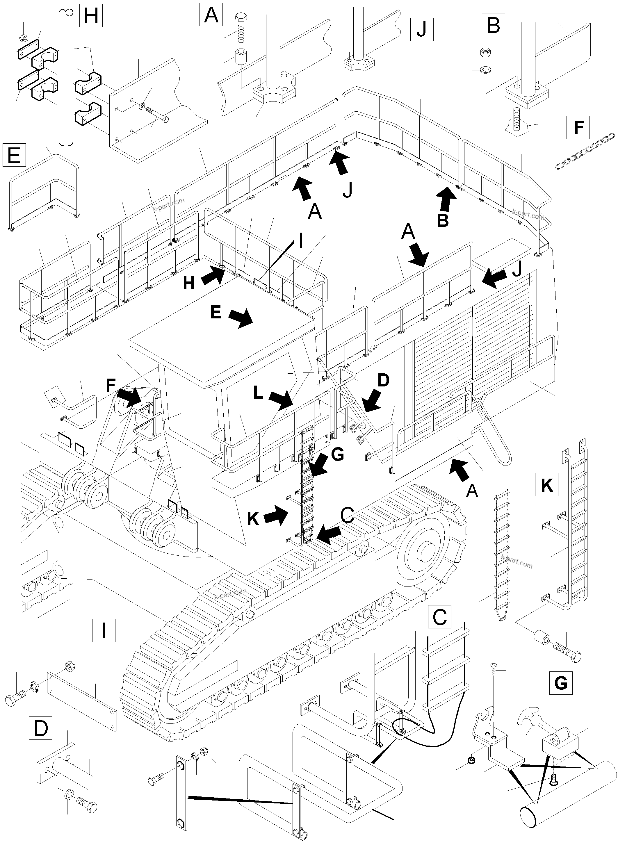 Komatsu parts book diagram for PC5500-6E S/N 15060: RAILS