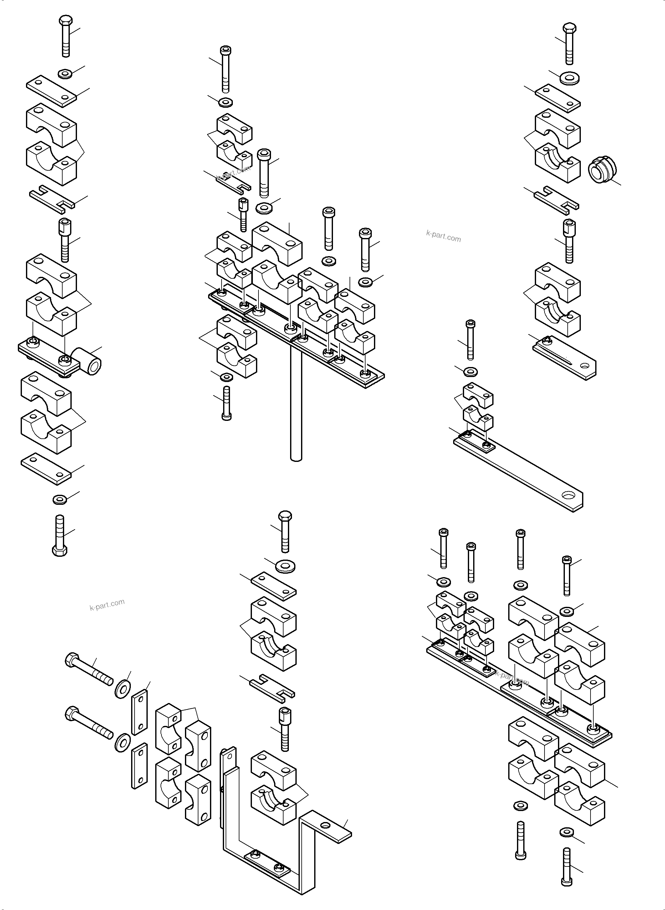 Komatsu parts book diagram for PC5500-6E S/N 15124: HOSE CLAMP ASSY PDG