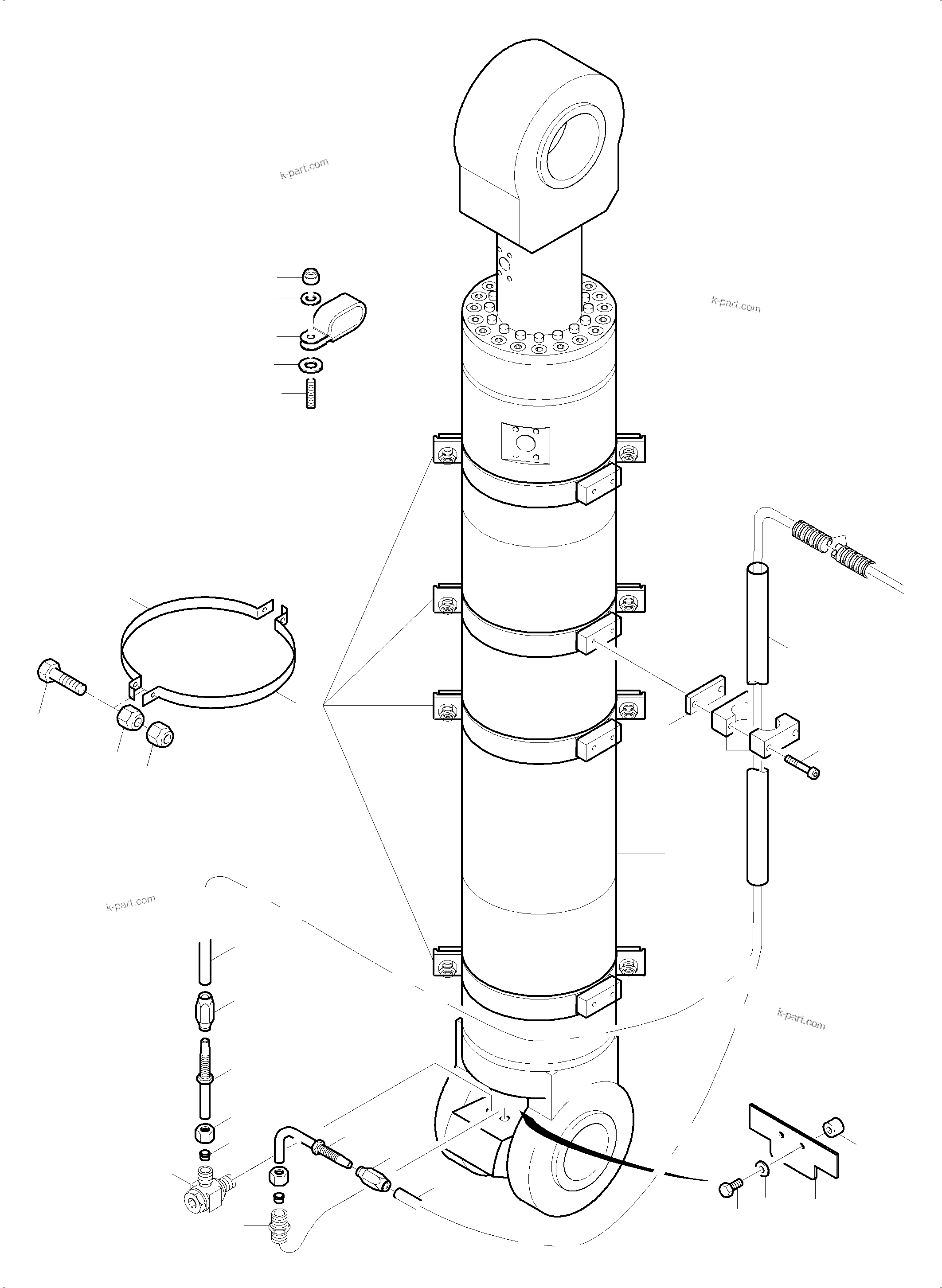 Komatsu parts book diagram for PC5500-6E S/N 15124: PIPES - BULLCLAM BUCKET CYLINDER R.H. L.H.