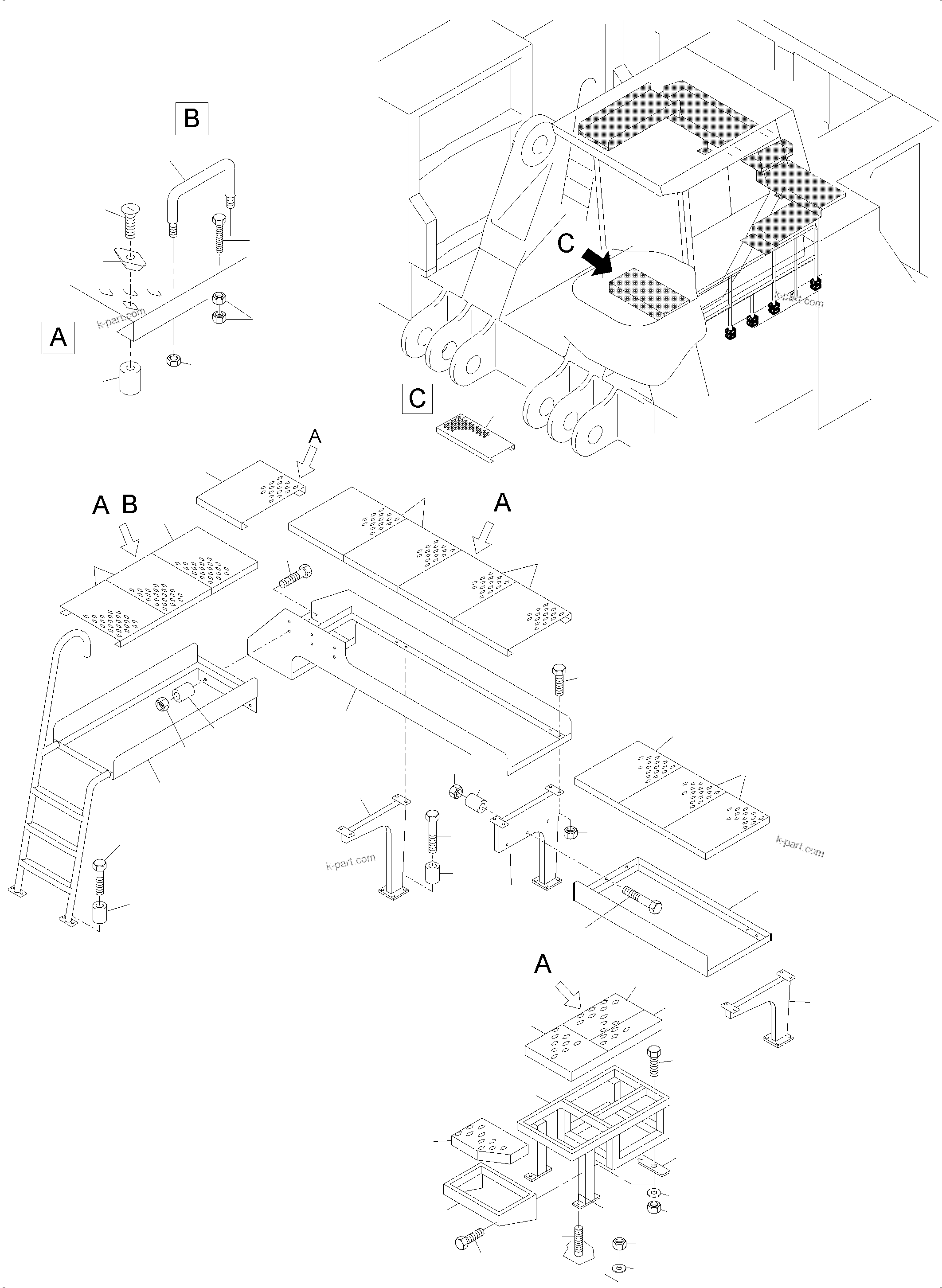Komatsu parts book diagram for PC5500-6E S/N 15124: RAILS