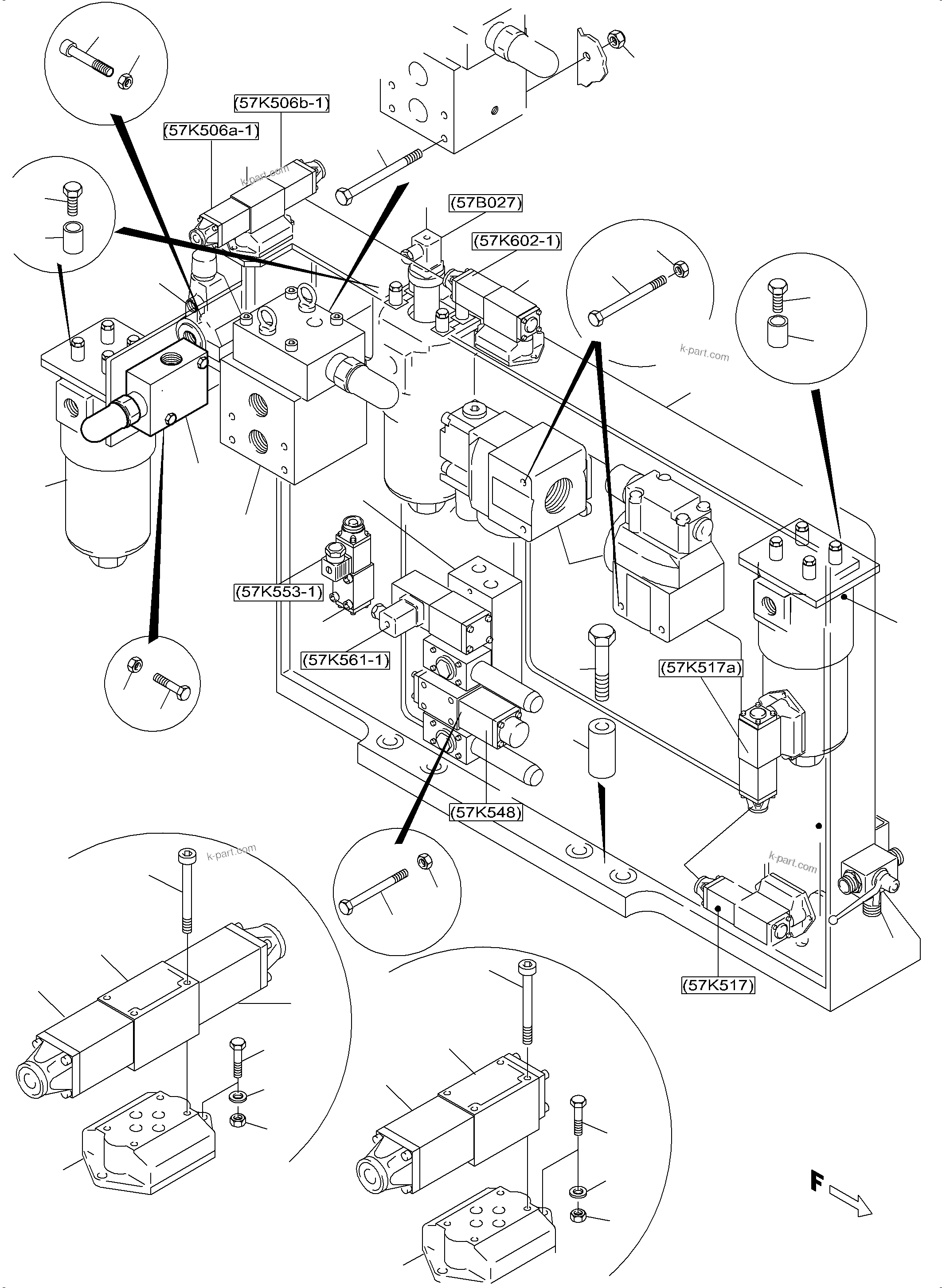 Komatsu parts book diagram for PC5500-6E S/N 15124: CONTROL- AND FILTER PLATE PTO 1