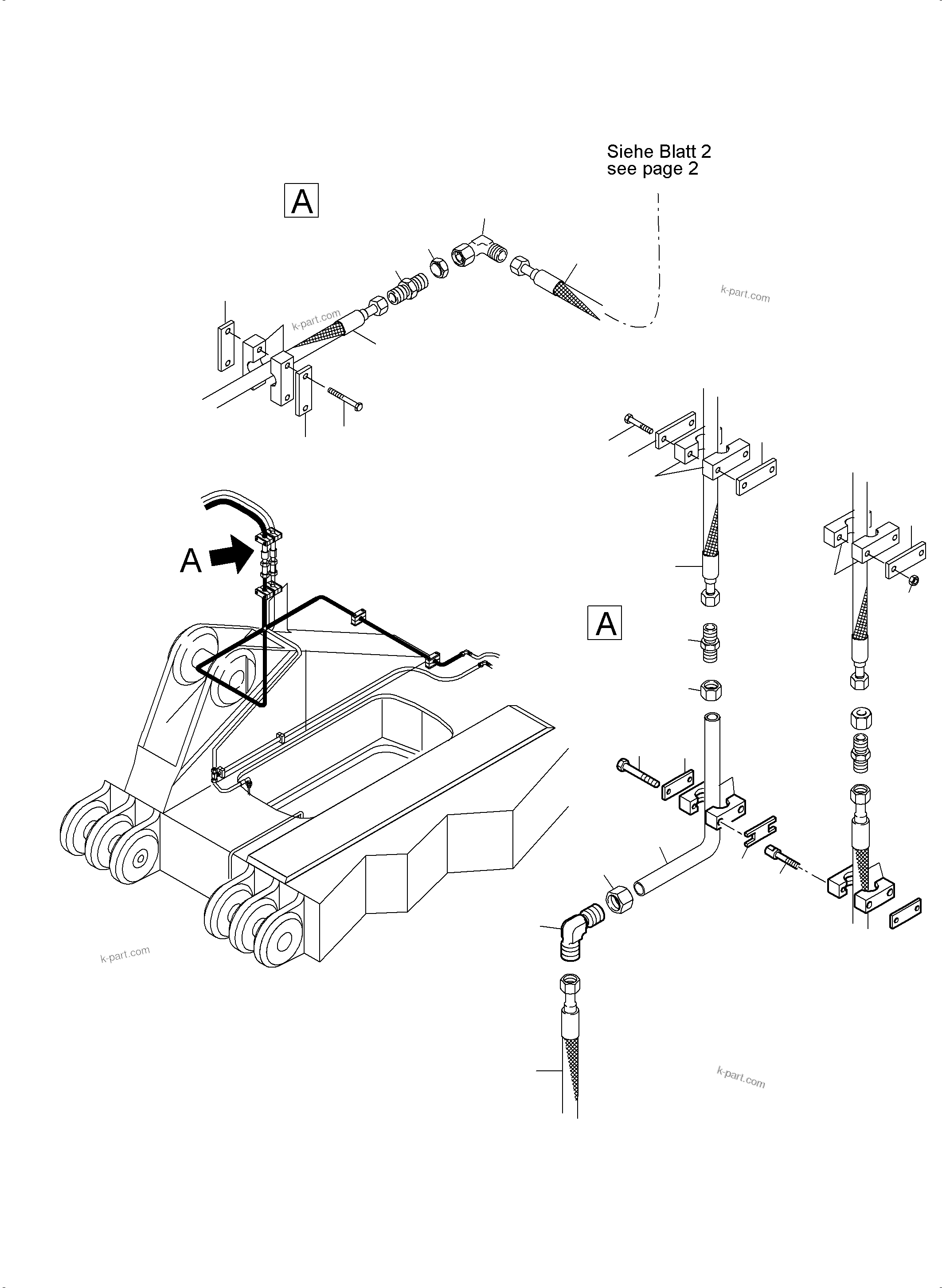 Komatsu parts book diagram for PC5500-6E S/N 15124: LUBE STATION ARRANGEMENT AND GREASE PIPE