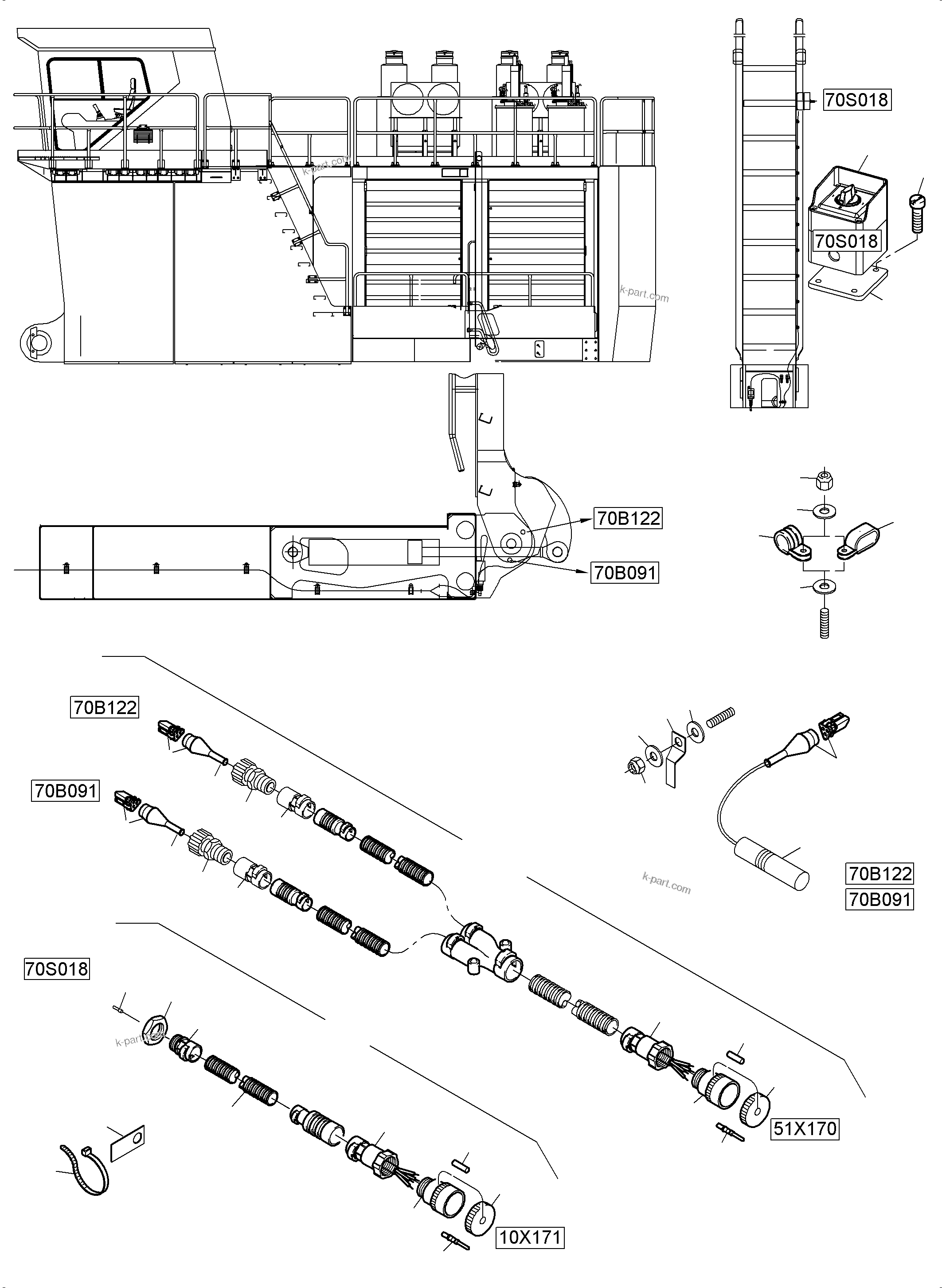 Komatsu parts book diagram for PC5500-6E S/N 15124: ELECTRIC PARTS - ASCENT