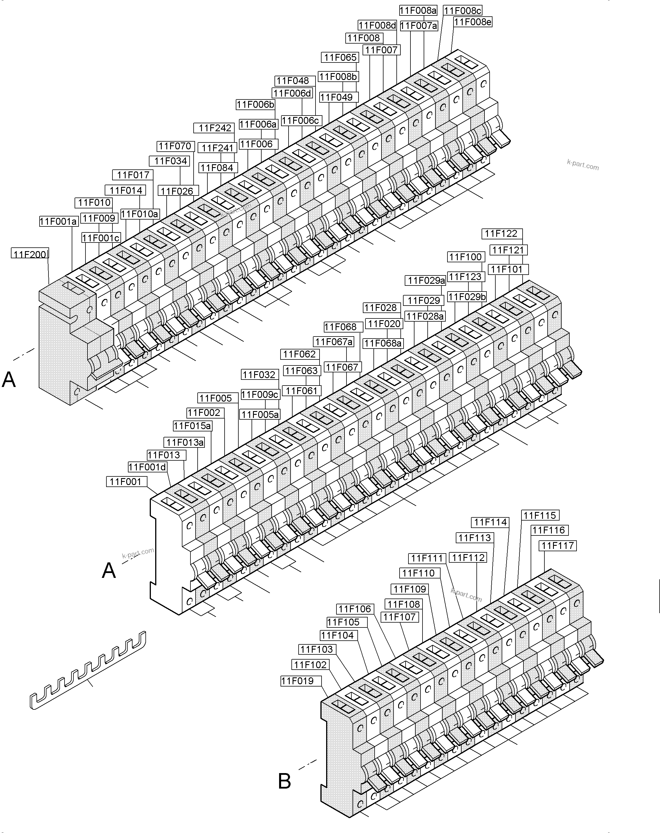 Komatsu parts book diagram for PC5500-6E S/N 15124: SWITCH FRAMING X2