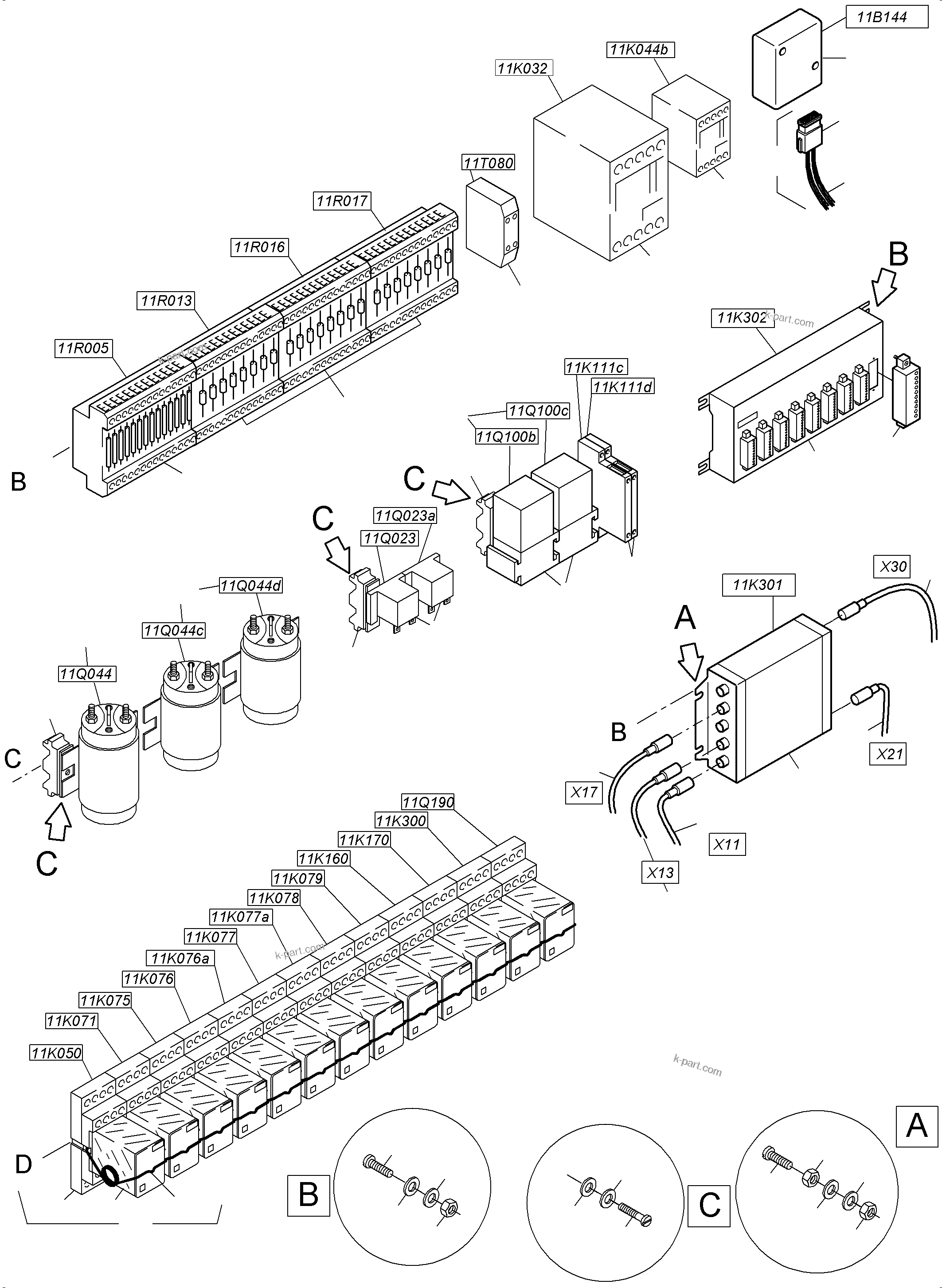 Komatsu parts book diagram for PC5500-6E S/N 15124: SWITCH FRAMING X2