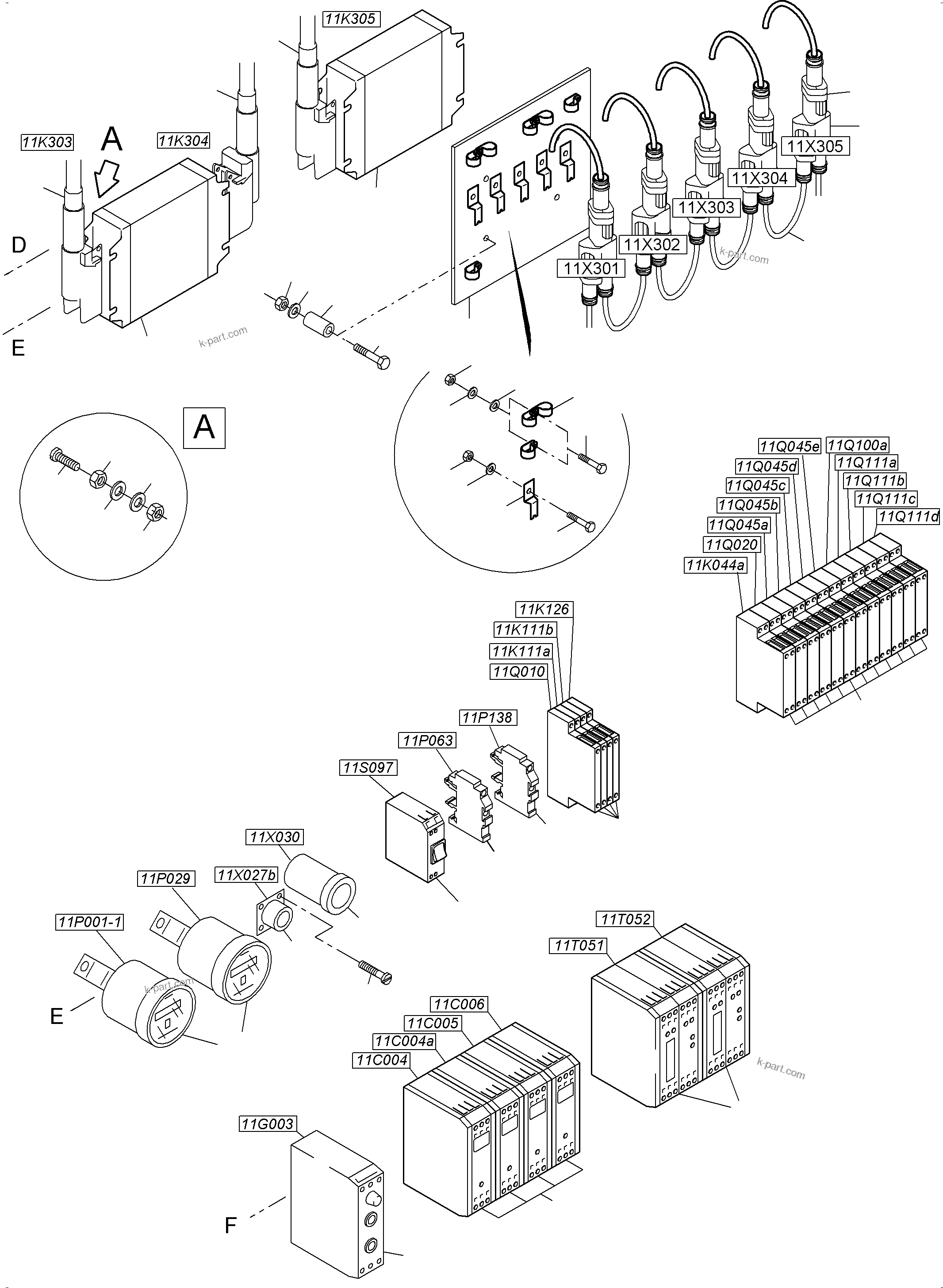 Komatsu parts book diagram for PC5500-6E S/N 15124: SWITCH FRAMING X2