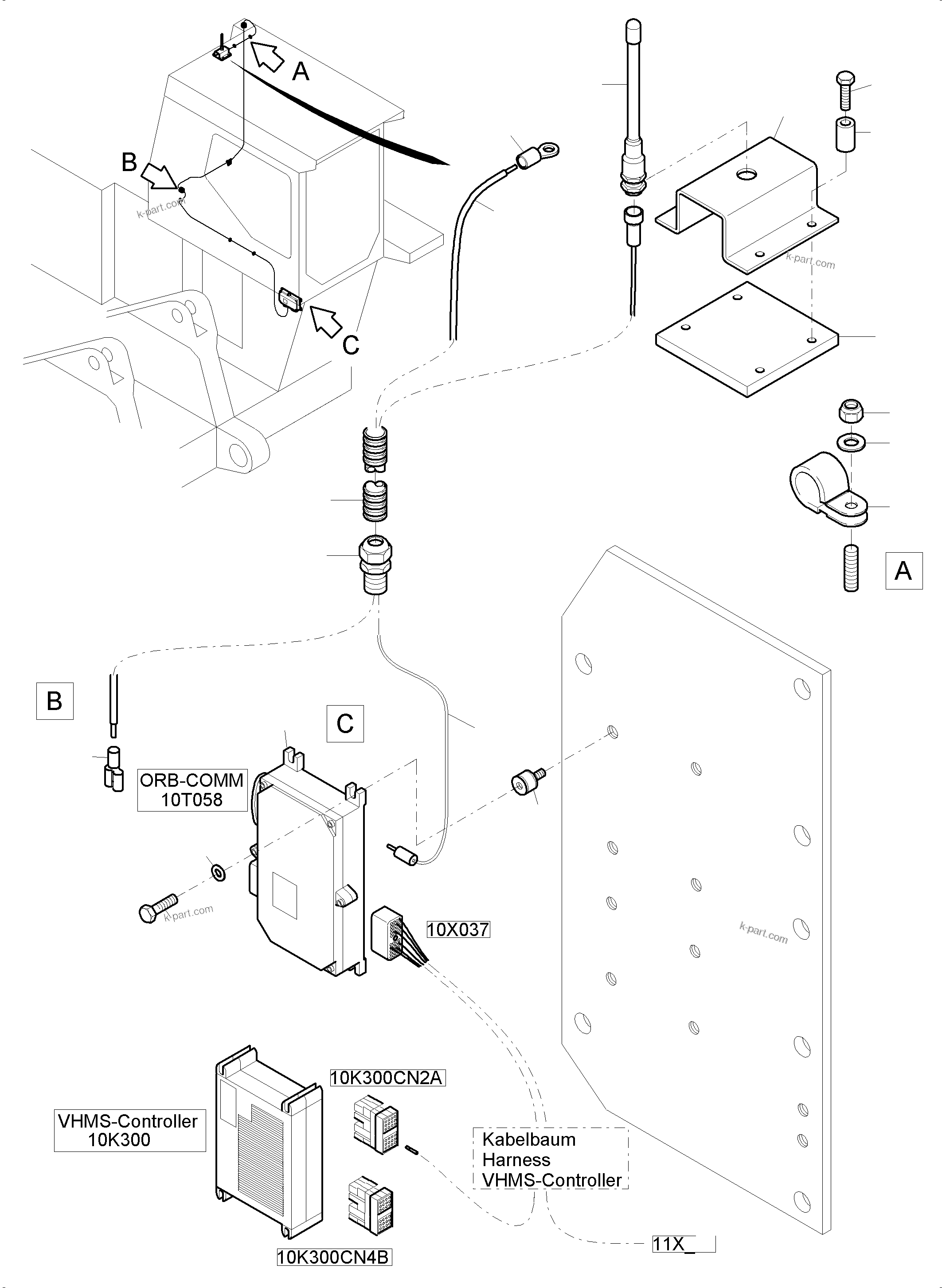 Komatsu parts book diagram for PC5500-6E S/N 15124: ORBCOMM - ARRANGEMENT