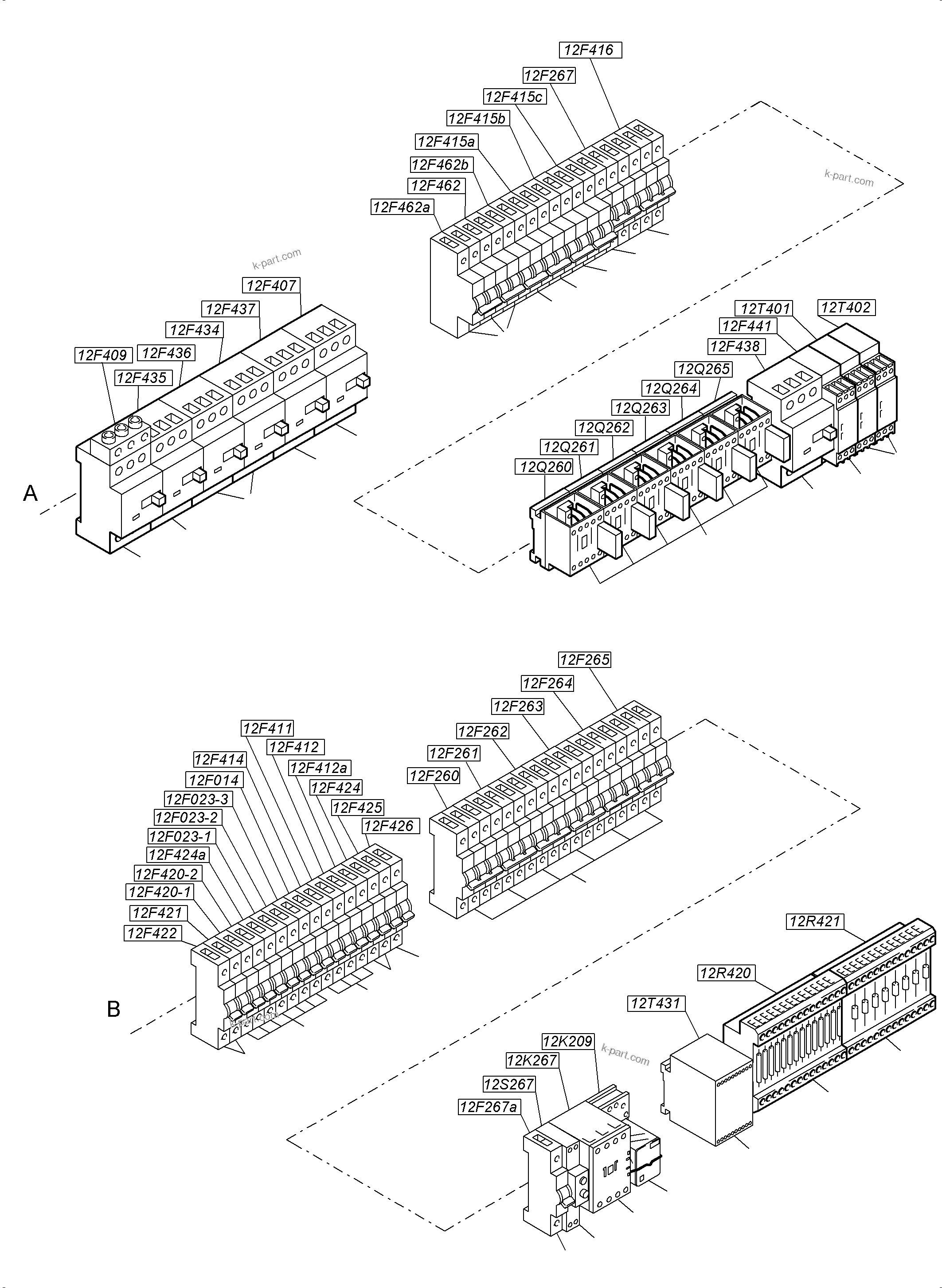 Komatsu parts book diagram for PC5500-6E S/N 15124: MOUNTING PLATE-CAB SUPPORT-LOCATION 12