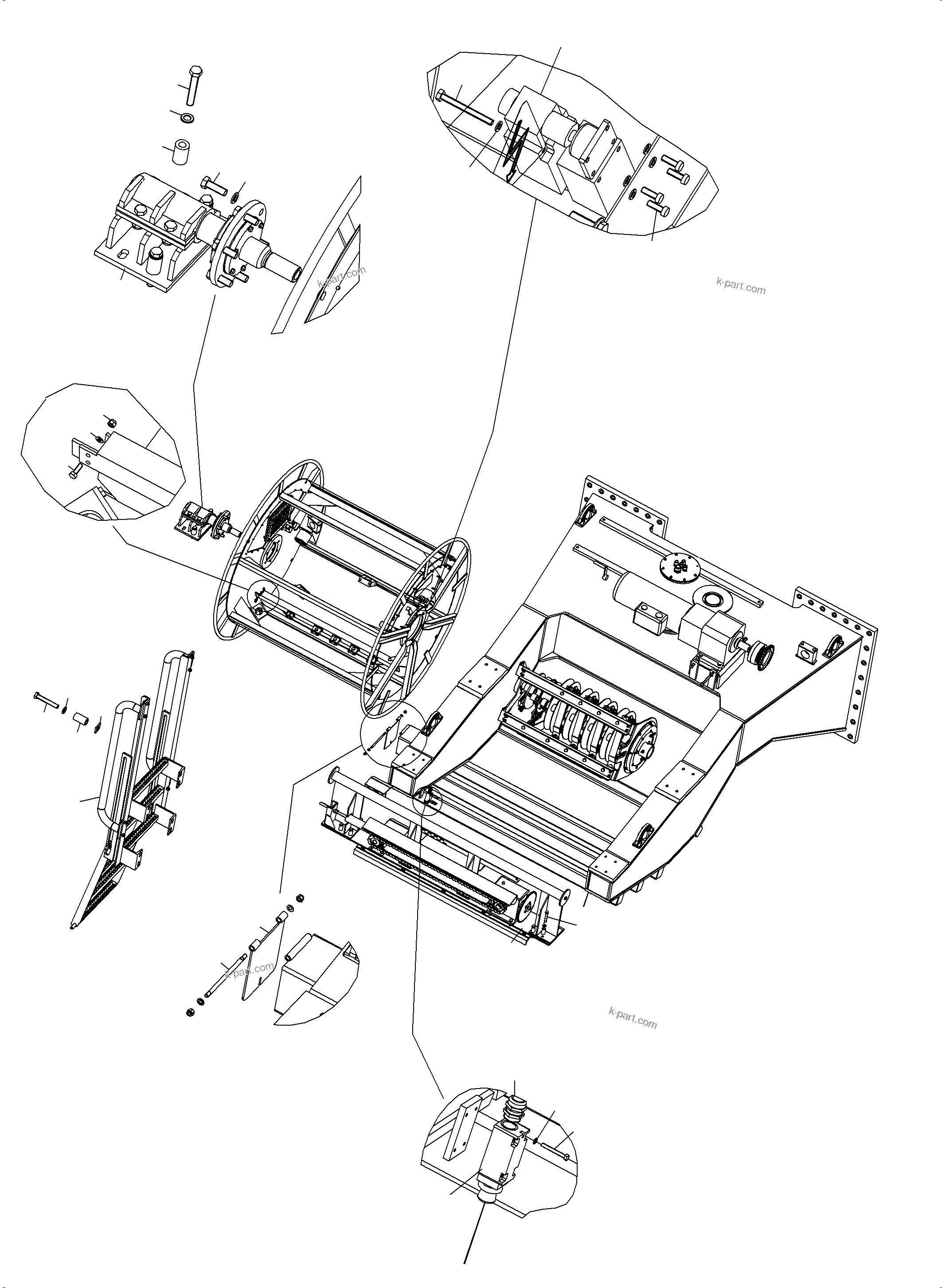 Komatsu parts book diagram for PC5500-6E S/N 15124: CABLE DRUM