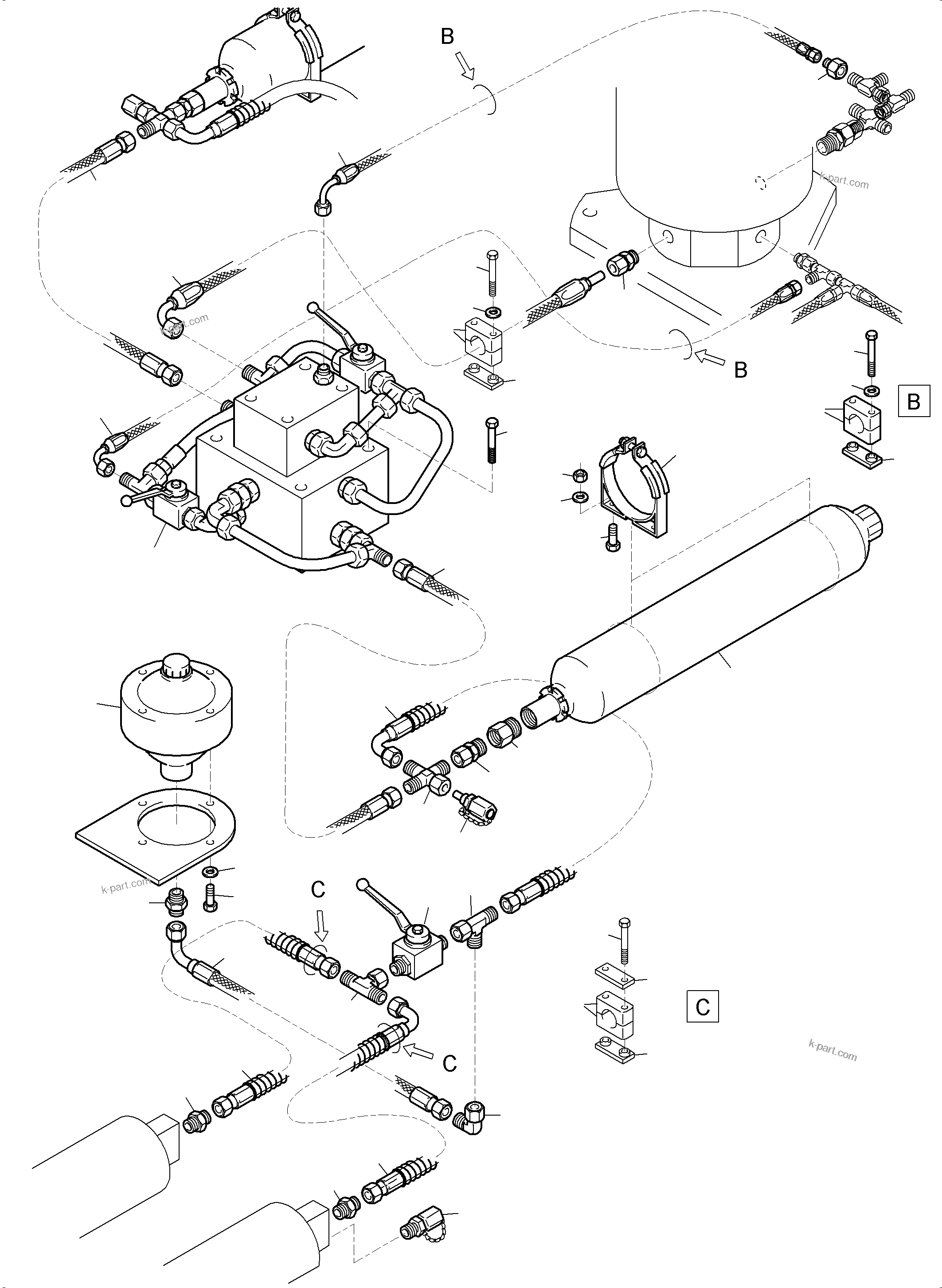 Komatsu parts book diagram for PC5500-6E S/N 15124: HYDRAULIC TRACK TENSIONING STANDARD