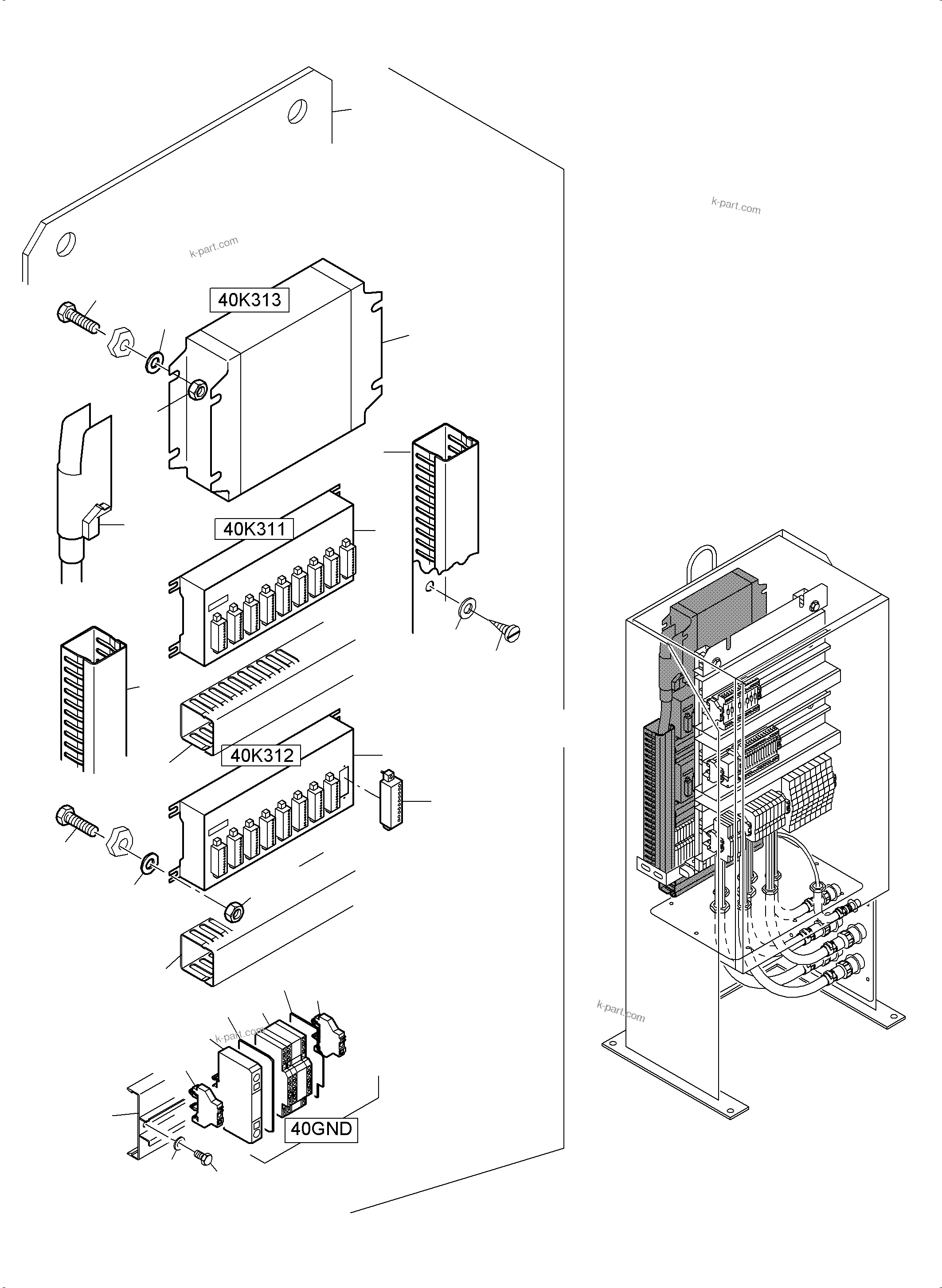 Komatsu parts book diagram for PC5500-6E S/N 15124: SWITCH CABINET ORT 40