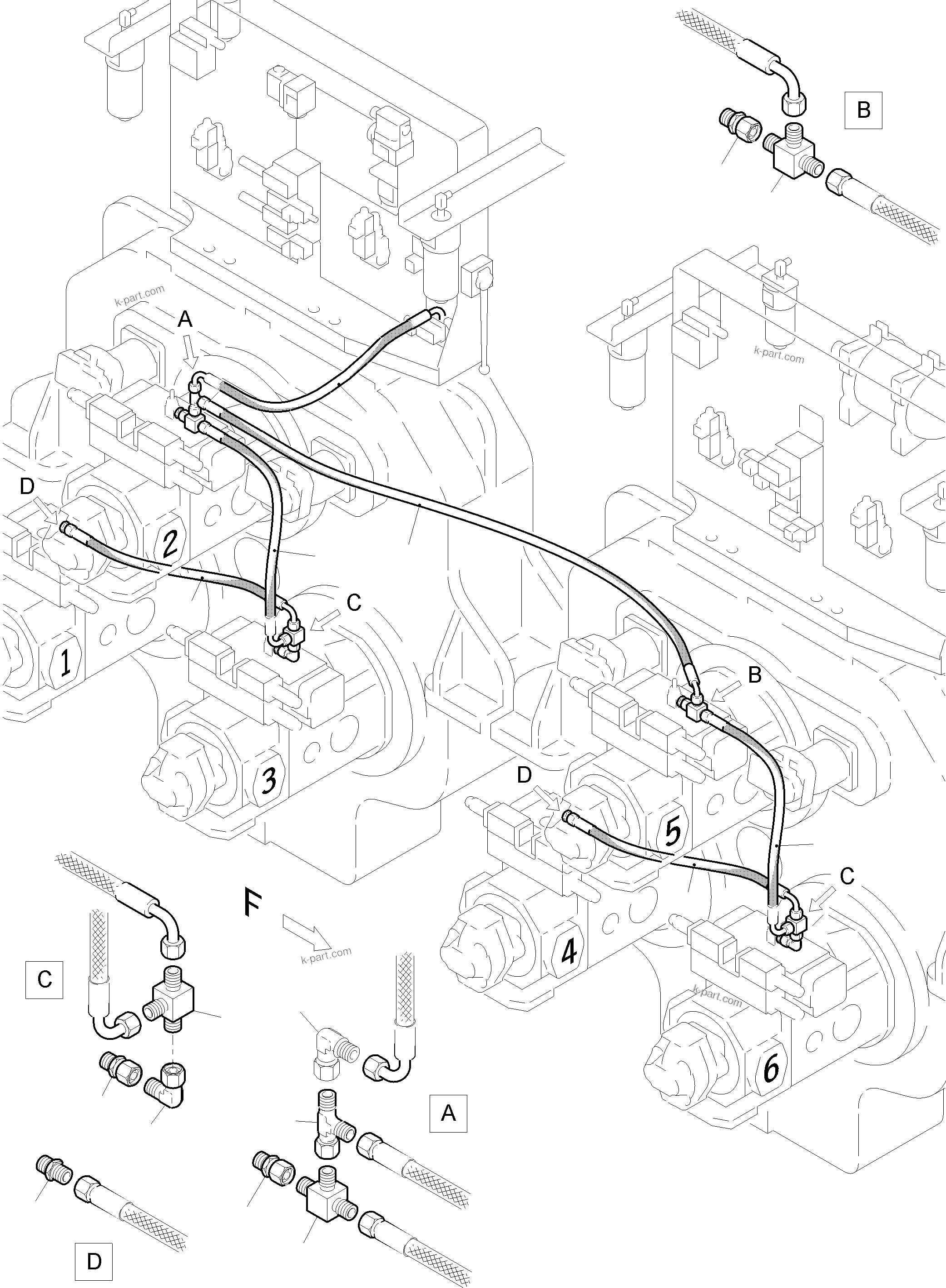Komatsu parts book diagram for PC5500-6 S/N 15182: MAIN PUMP CONTROL