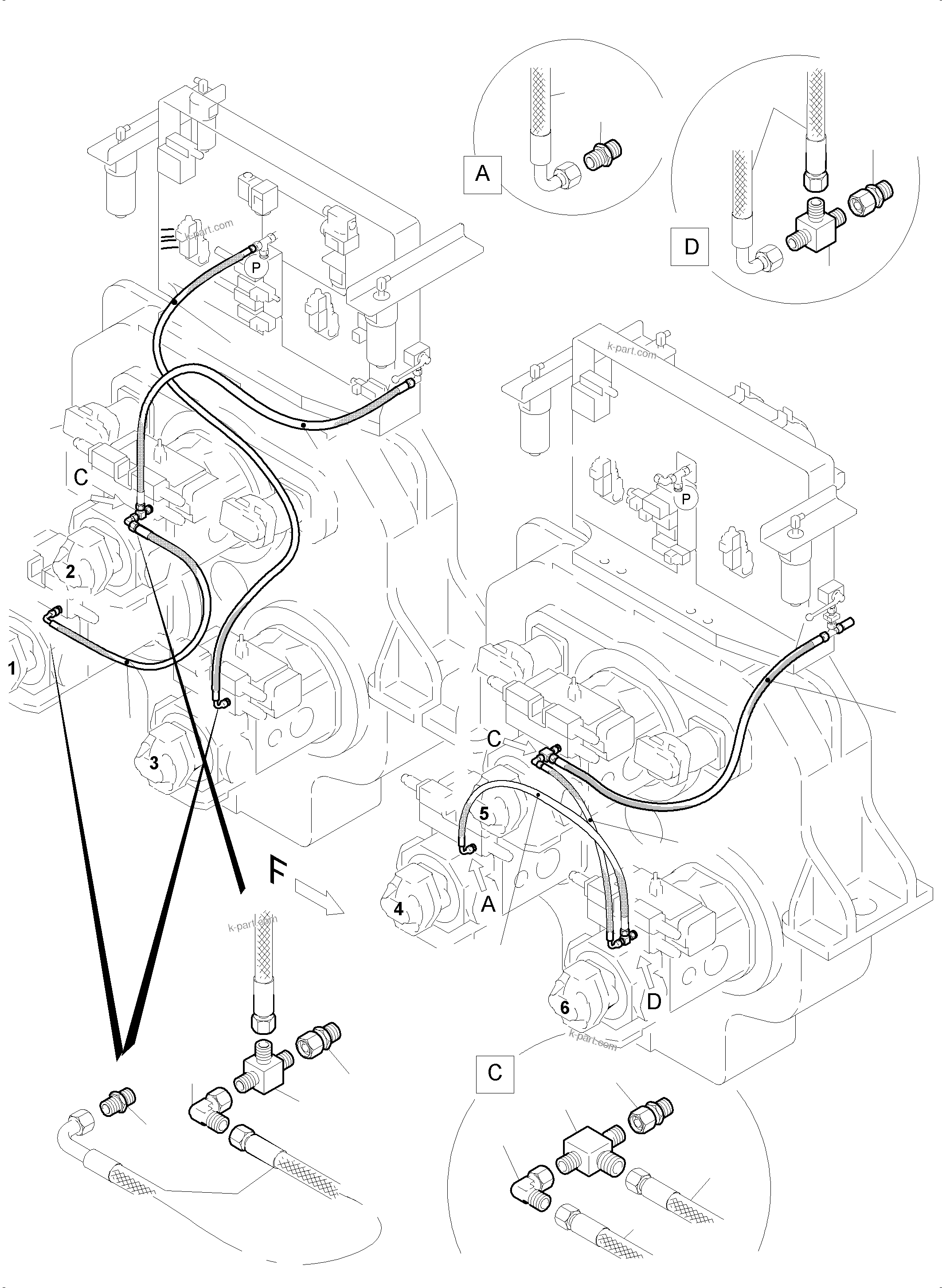 Komatsu parts book diagram for PC5500-6 S/N 15182: MAIN PUMP CONTROL
